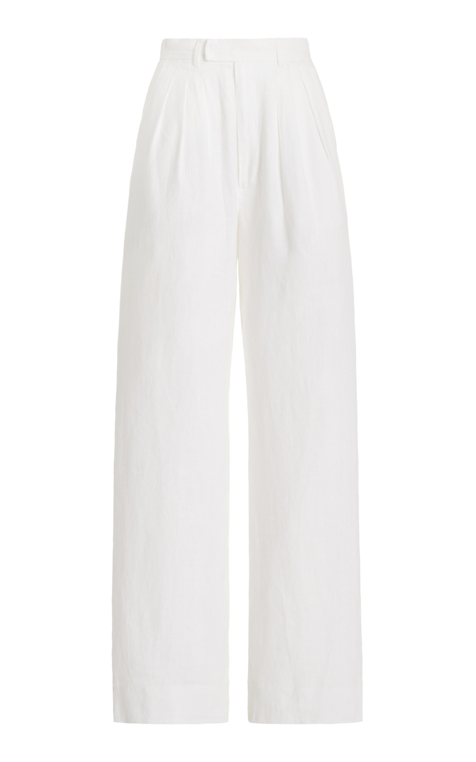 Posse Louis Pleated Linen Straight-Leg Pants