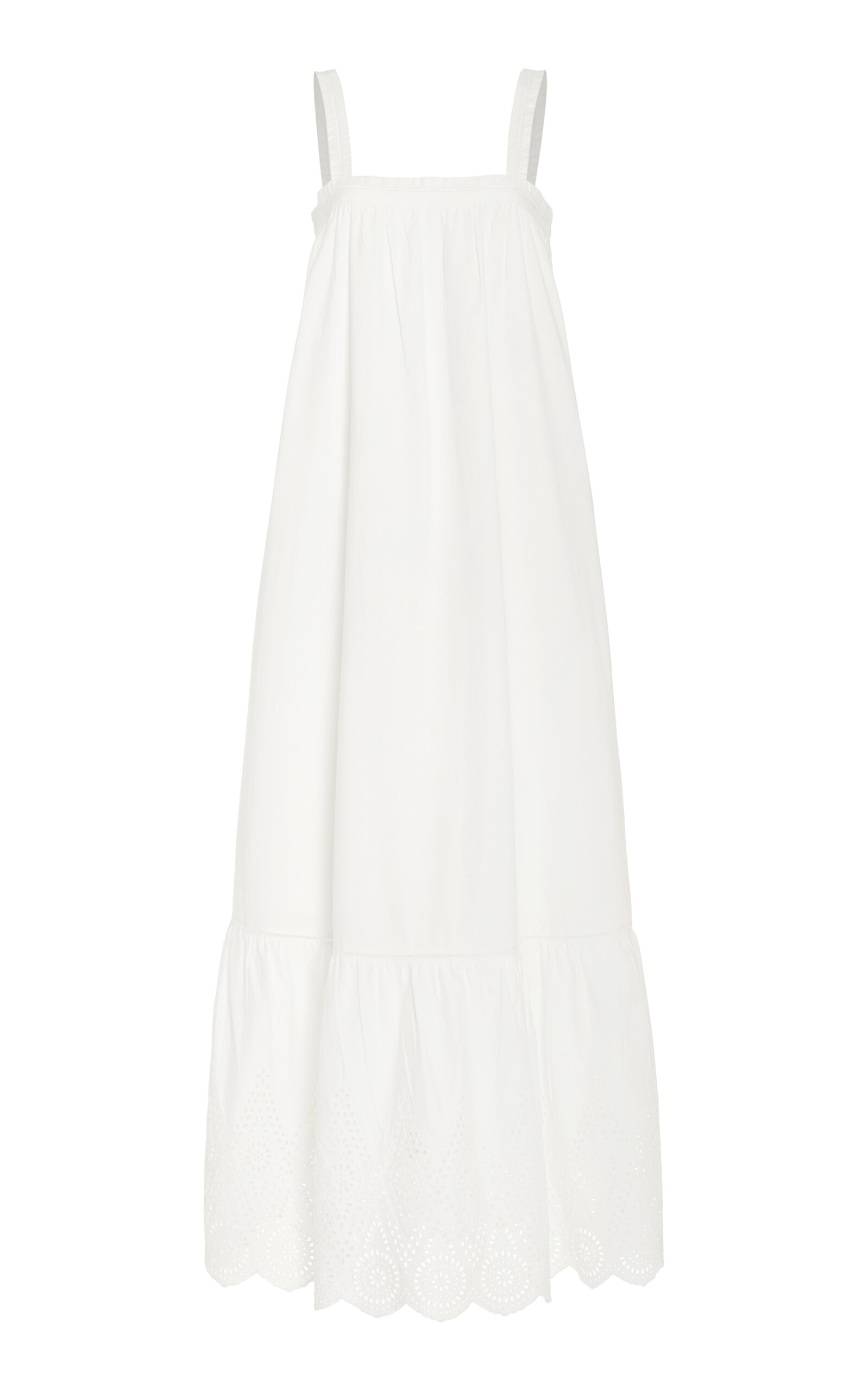 Shop Posse Louisa Tie-detailed Broderie Anglaise Cotton Maxi Dress In White