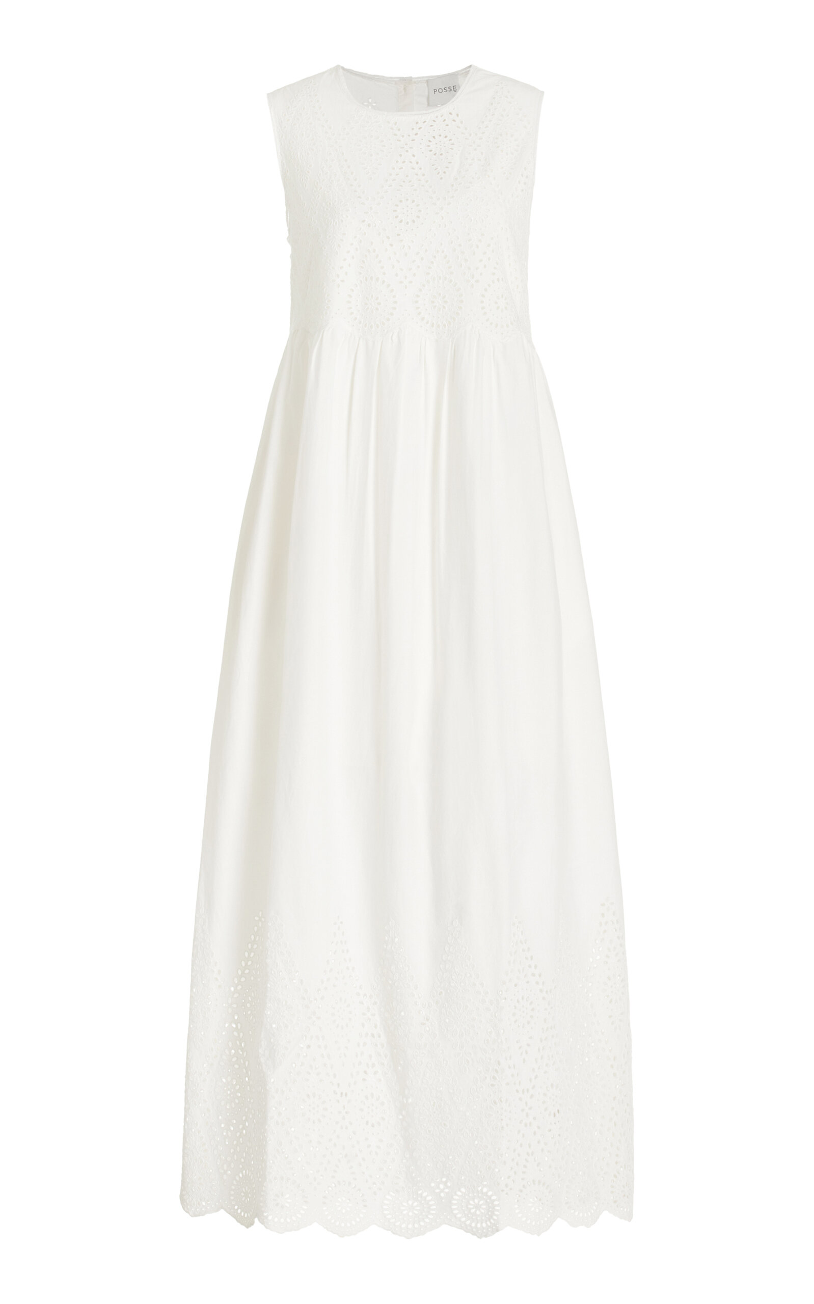 Shop Posse Louisa Broderie Anglaise Cotton Maxi Dress In White