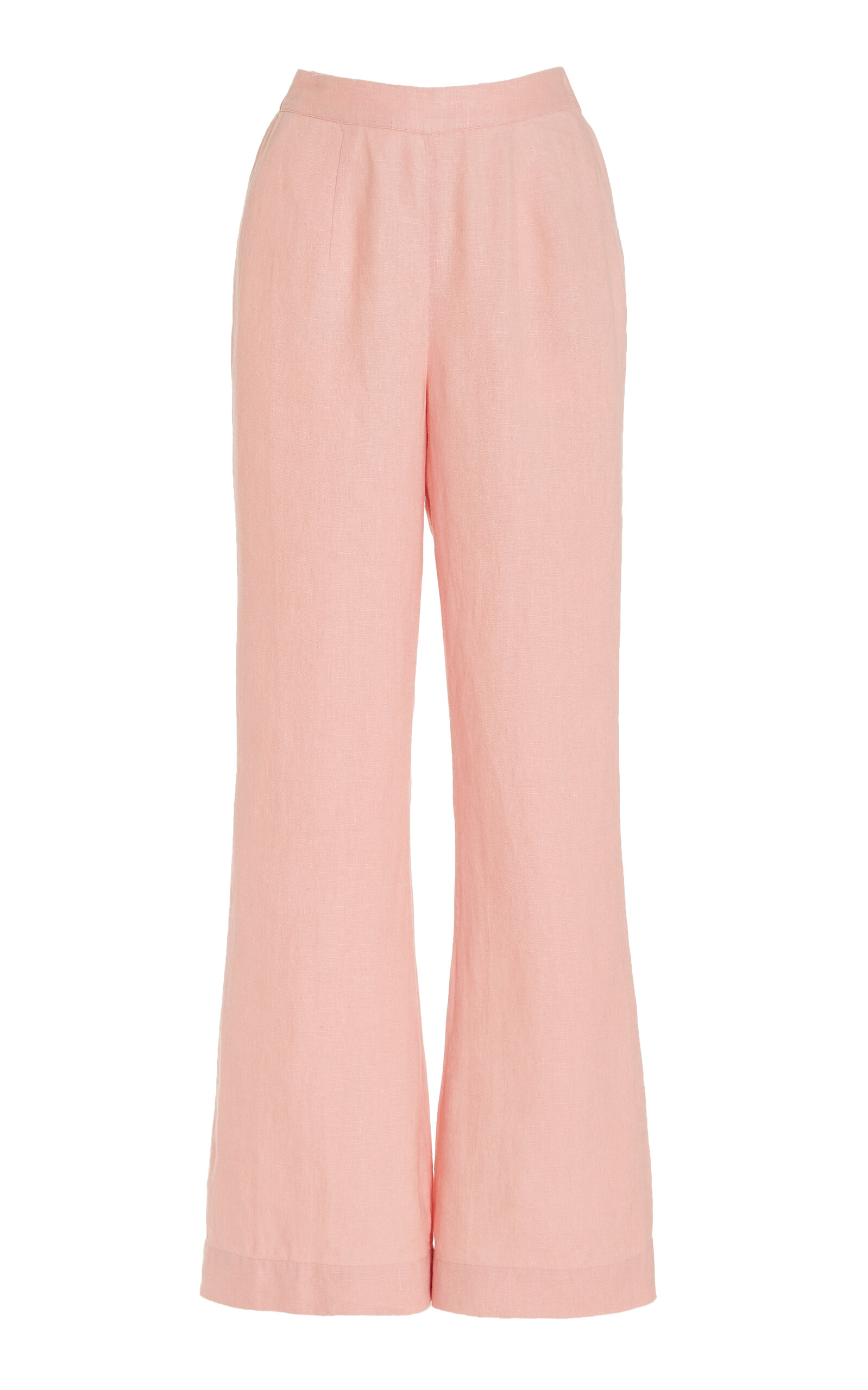 Shop Posse Exclusive Tia Flared Linen Trousers In Pink