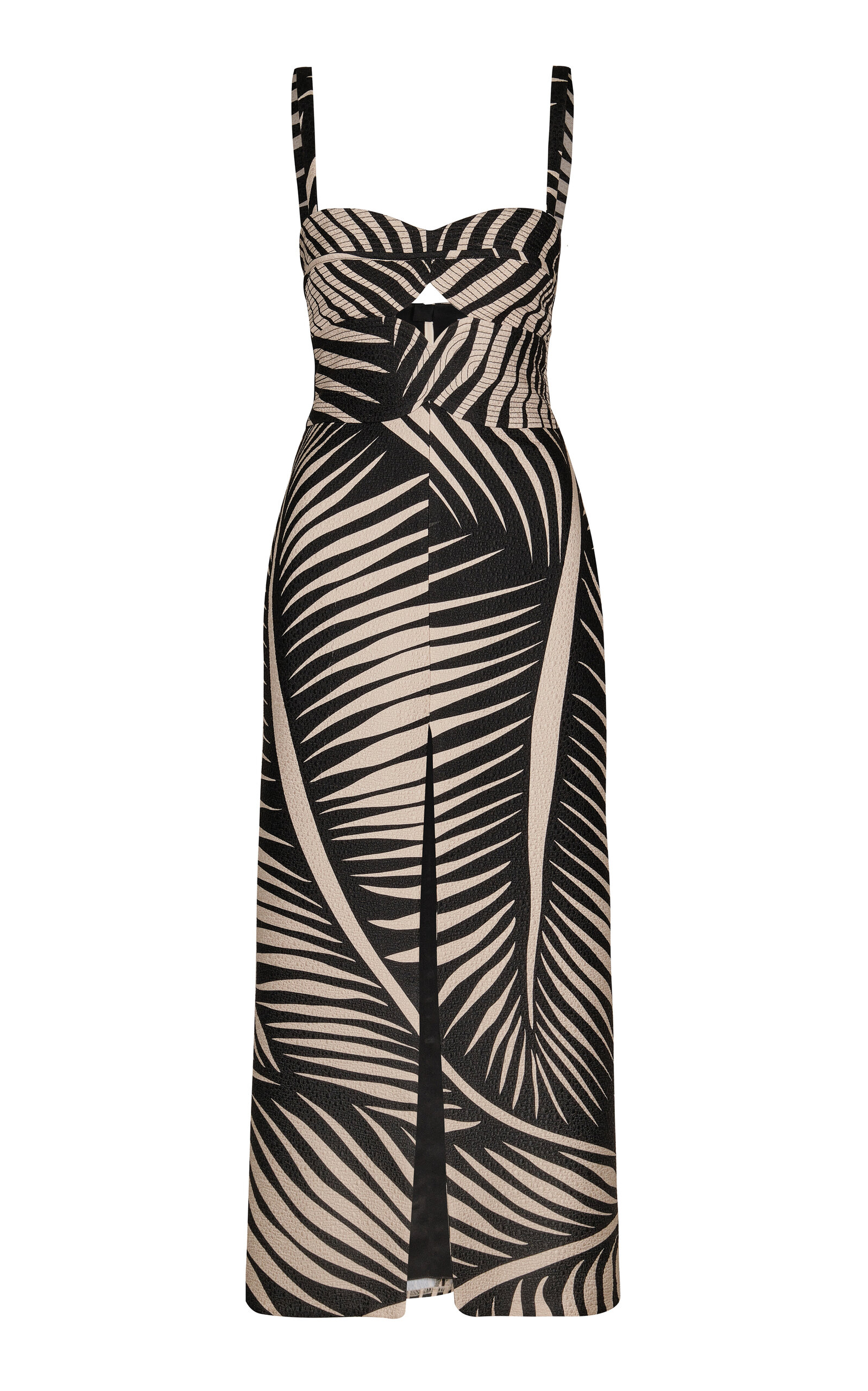 Johanna Ortiz - Tropicana Nights Cutout Silk Midi Dress - Black/white - US 8 - Moda Operandi