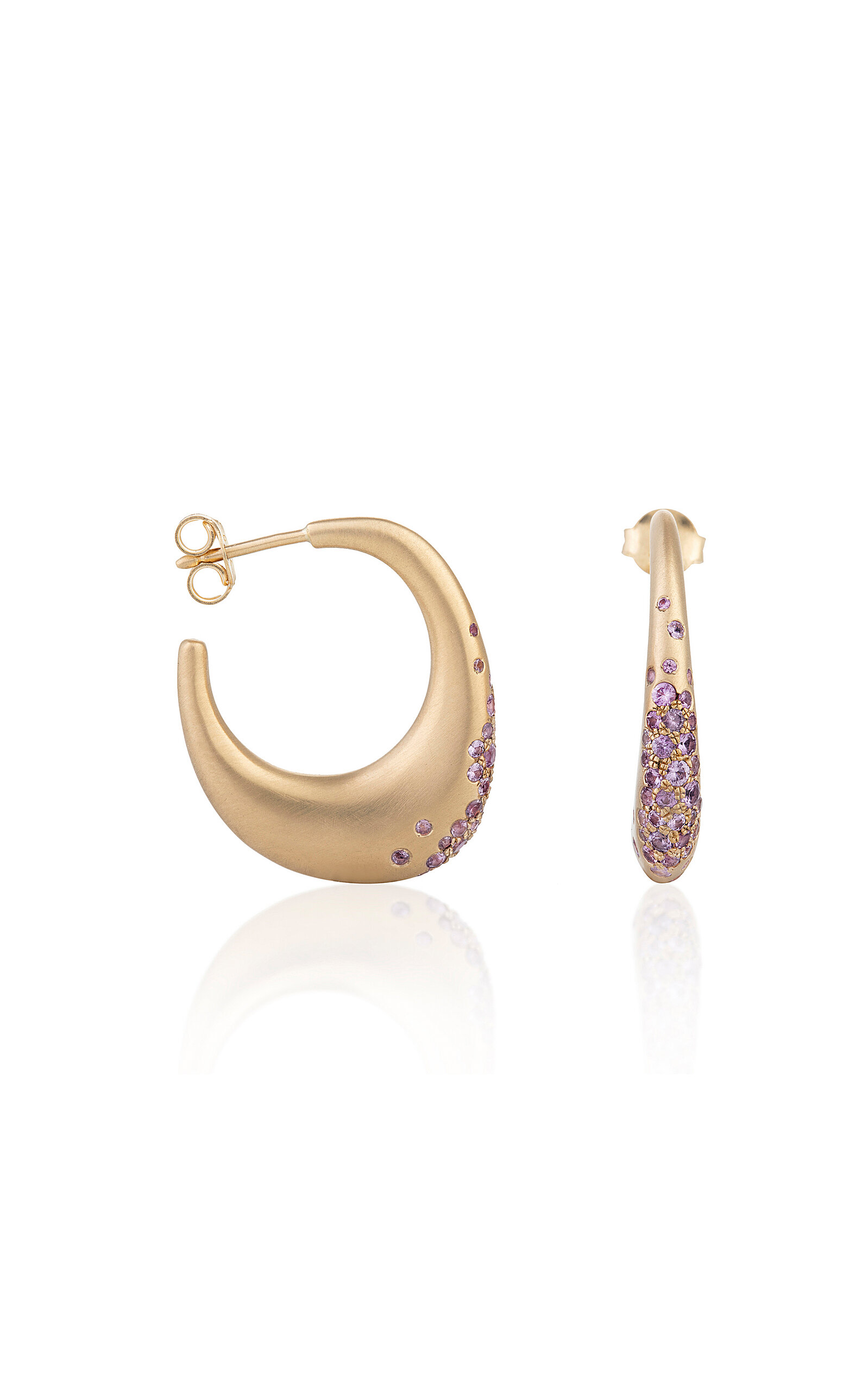 18K Yellow Gold Pink Sapphire Earrings