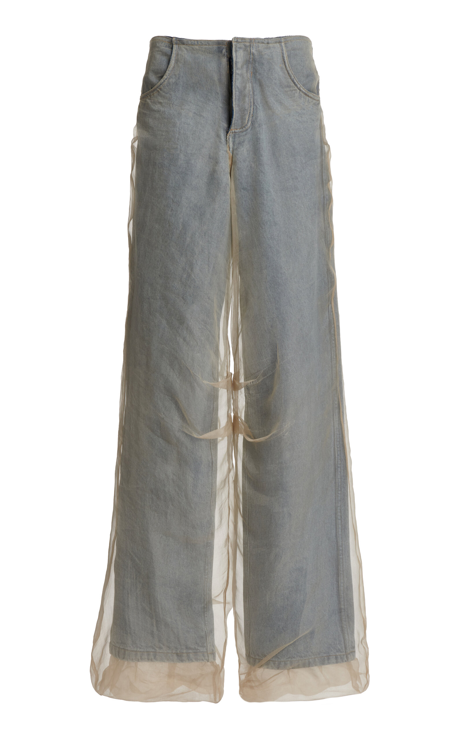 Shop Christopher Esber Silk-cotton Wide-leg Jeans In Light Wash