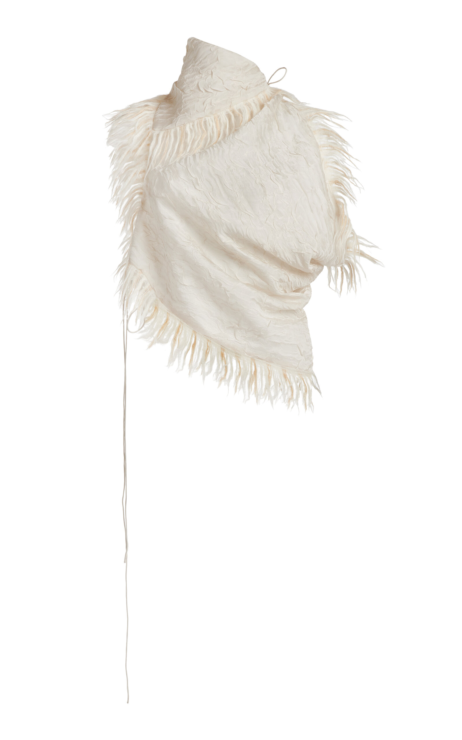 Christopher Esber Villus Feather-trimmed Draped Top In White