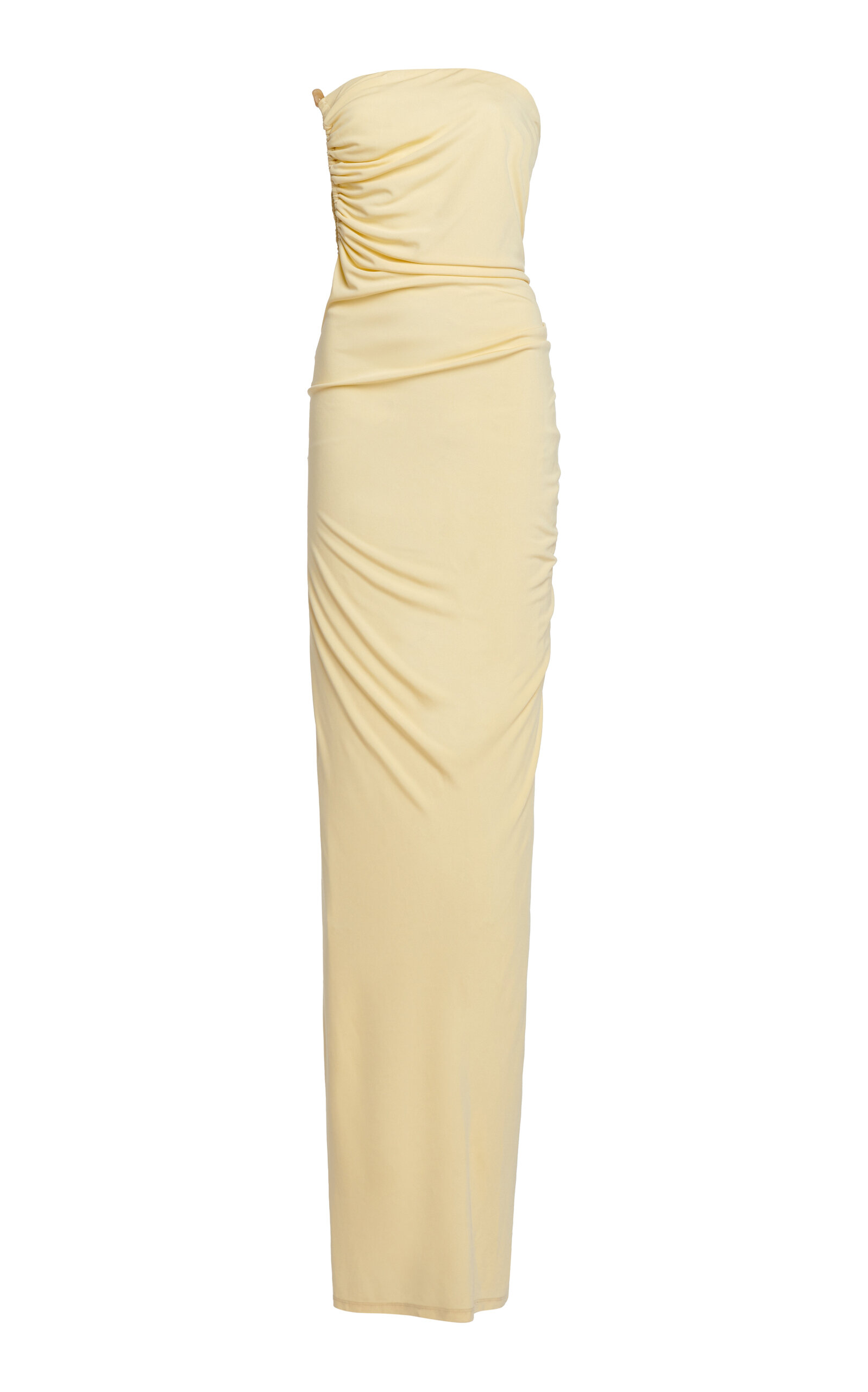 Shop Christopher Esber Odessa Strapless Jersey Maxi Dress In Yellow