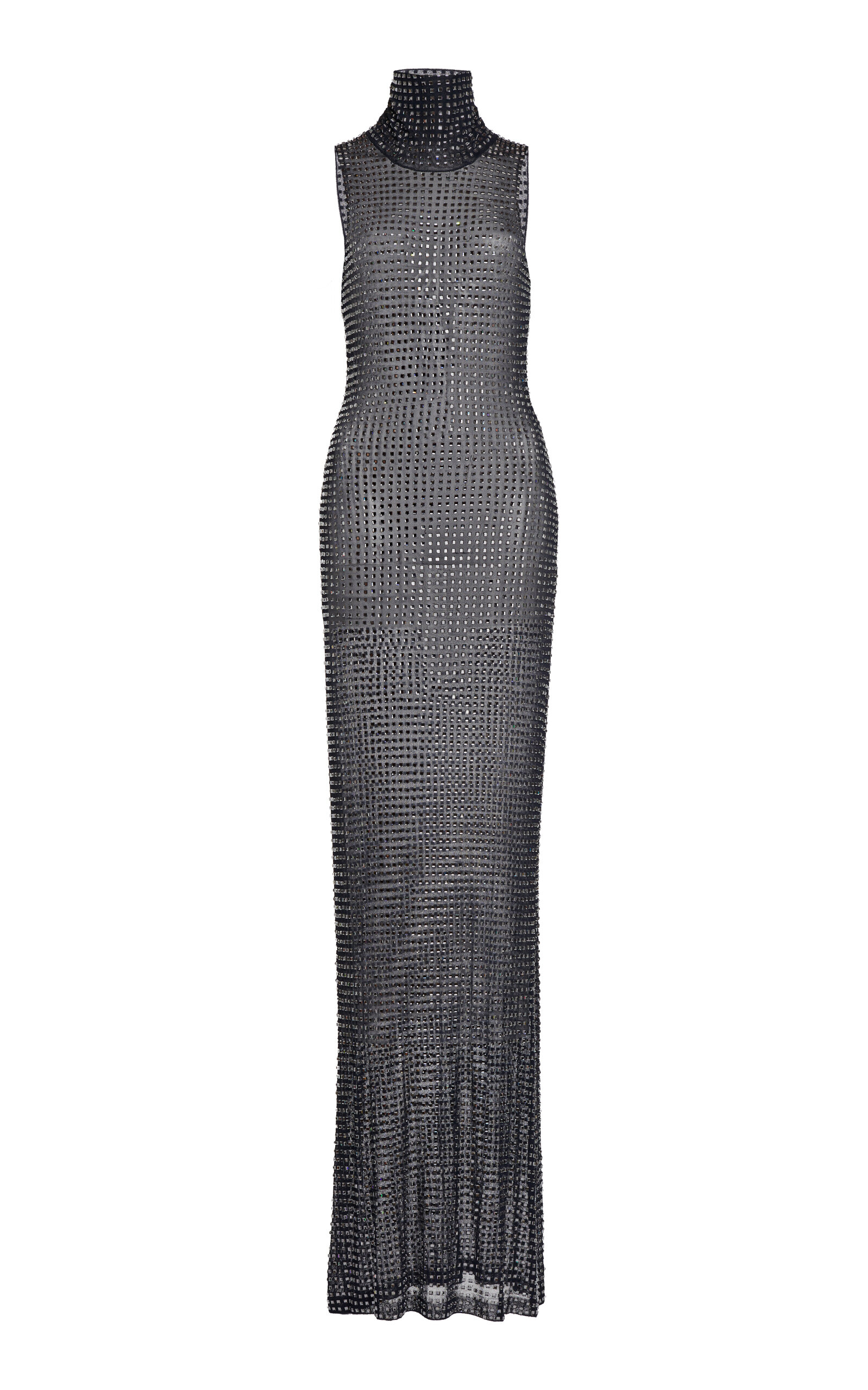 Christopher Esber Crystal-knit Maxi Dress In Grey