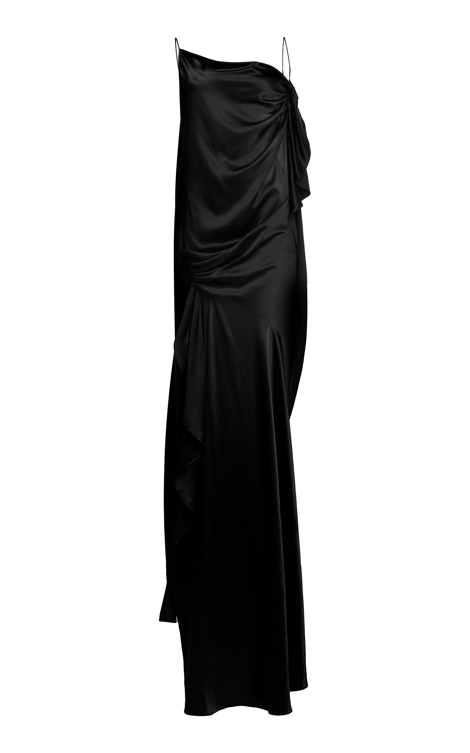 Christopher Esber Cusco Draped Silk Satin Maxi Dress In Black