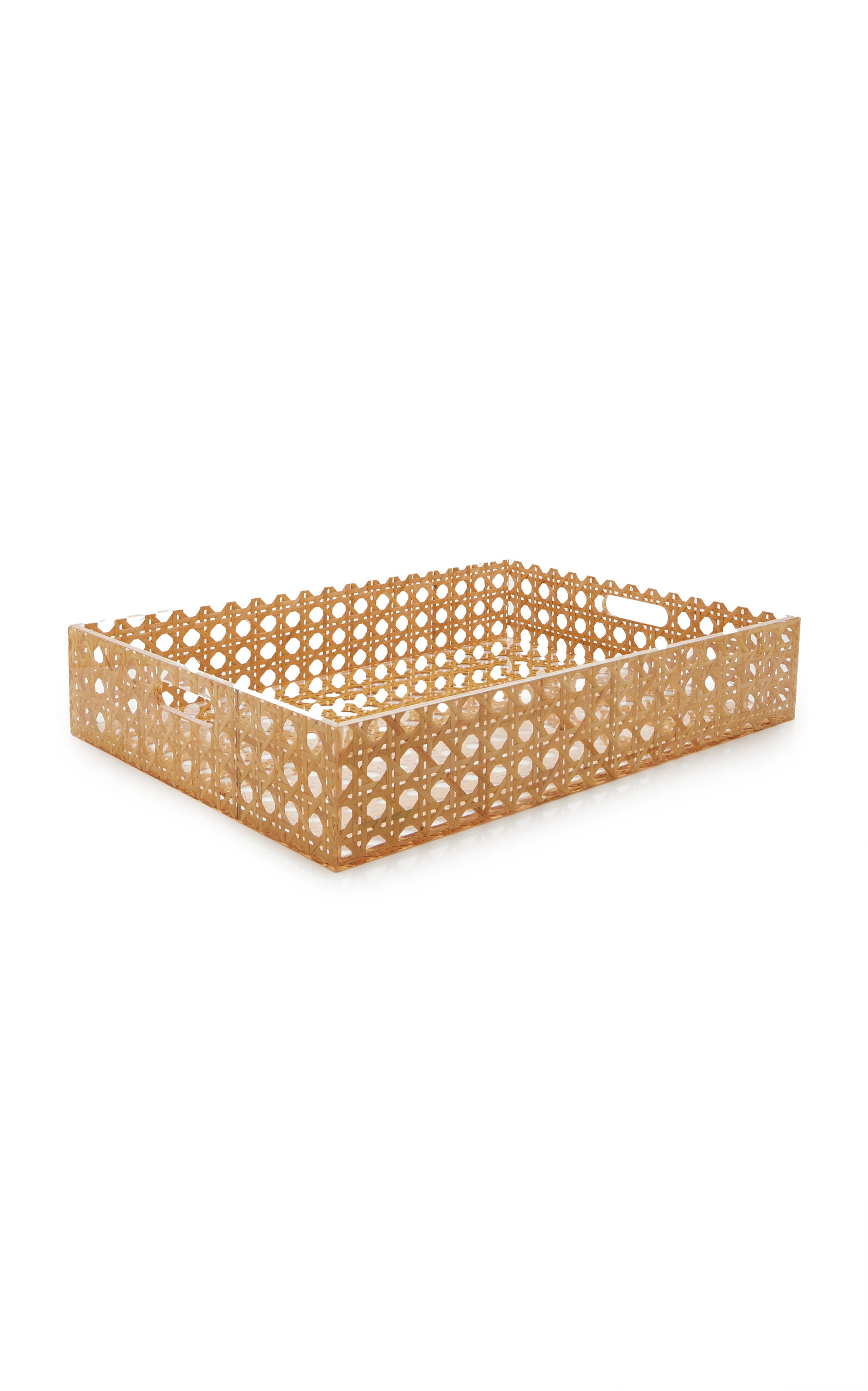 Shop Moda Domus Large Rattan-resin Tray In Neutral