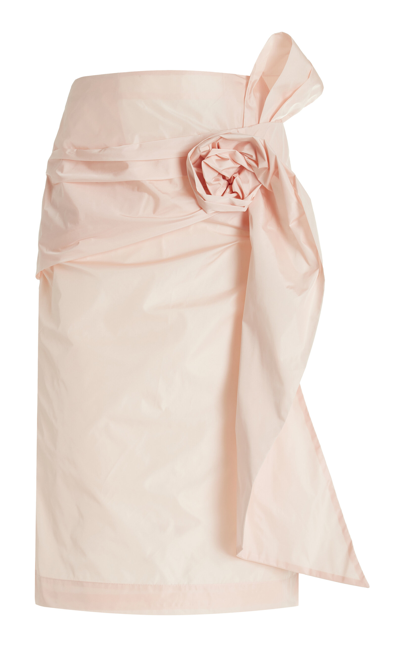 Shop Simone Rocha Rose-detailed Taffeta Midi Skirt In Pink