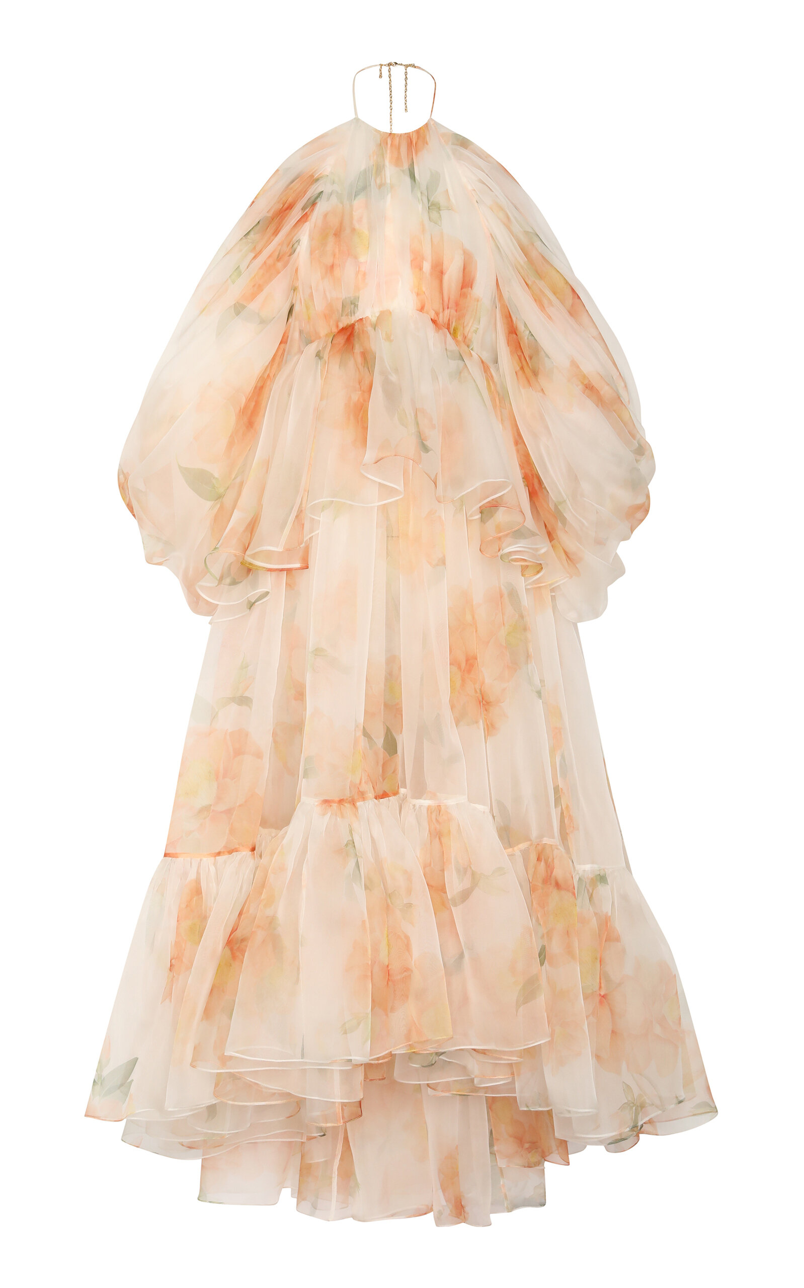 Zimmermann Cold-shoulder Ruffled Floral-print Silk-organza Maxi Dress In Multi