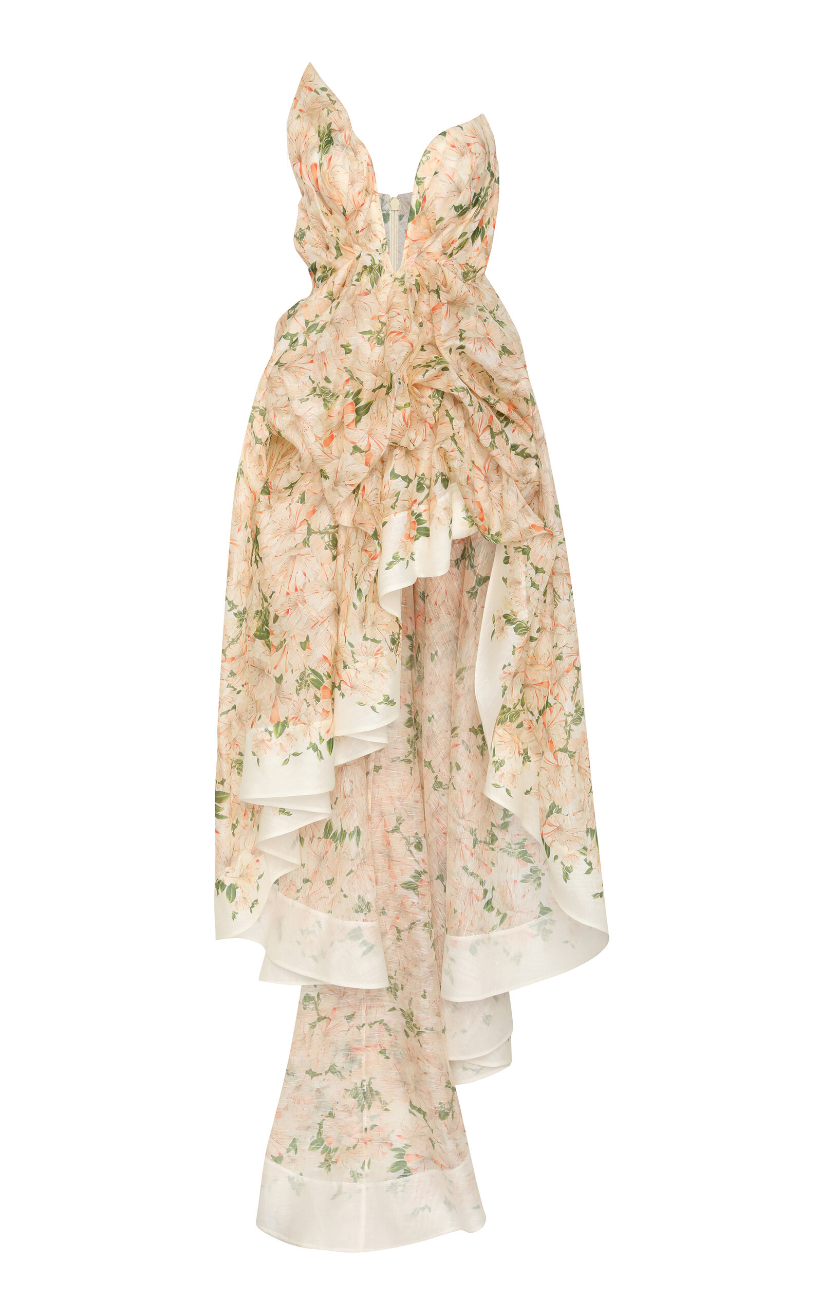 Shop Zimmermann Natura Draped Linen-silk Midi Dress In Multi