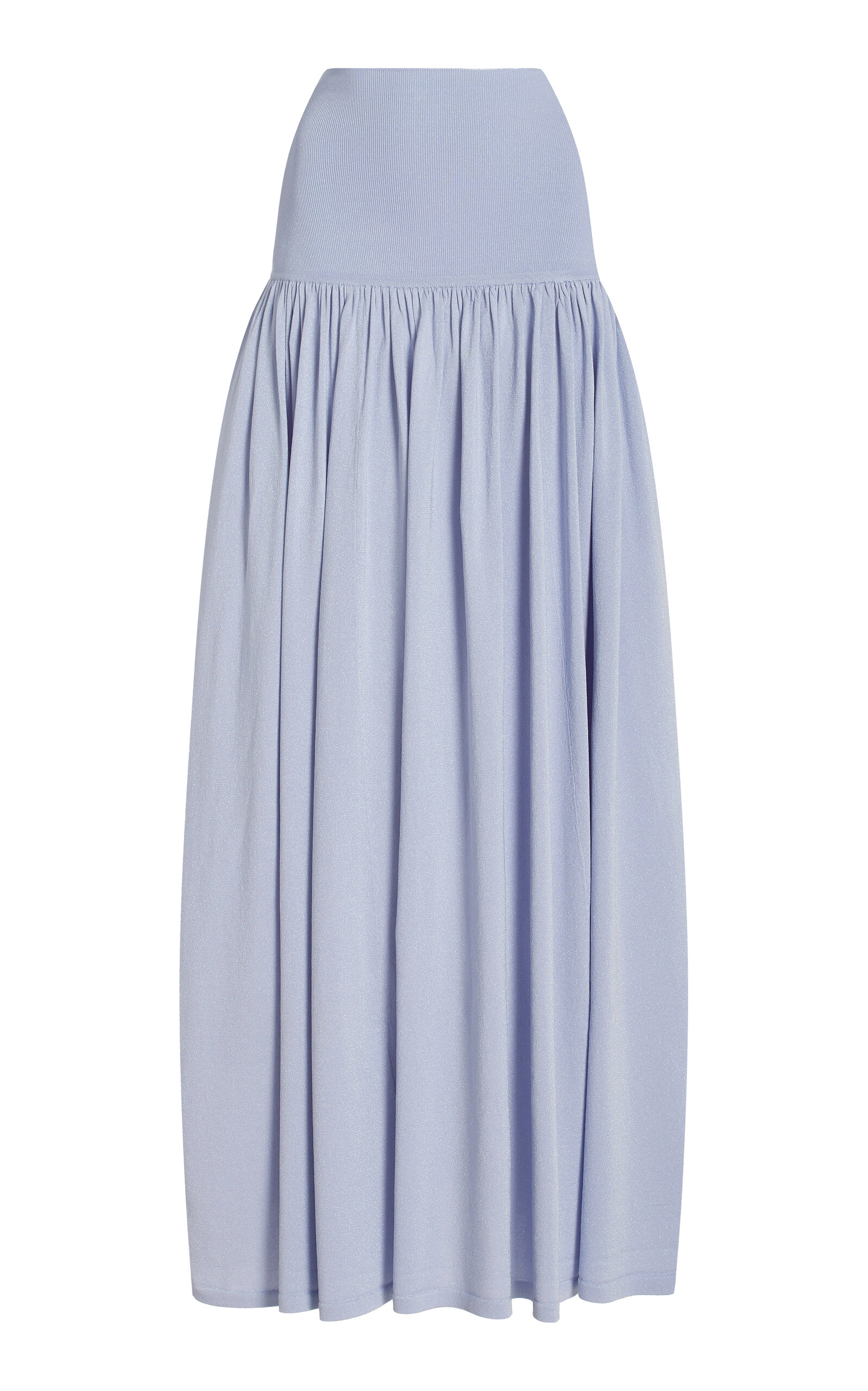 Shop Zimmermann Natura Metallic Ribbed-knit Maxi Skirt In Blue