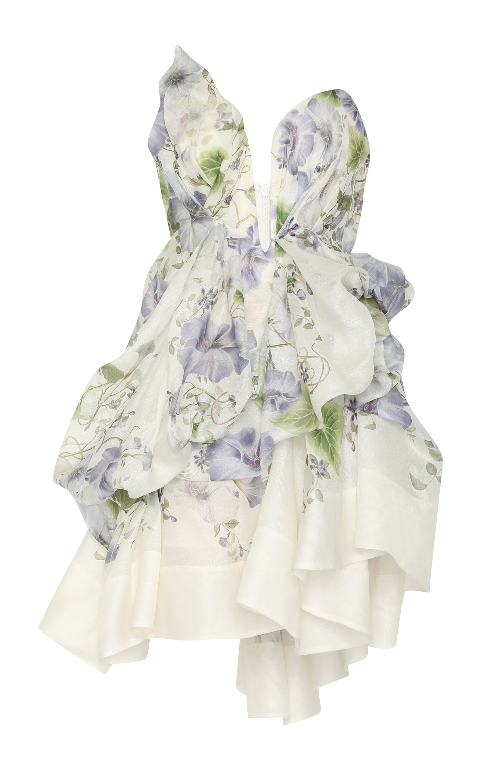 Shop Zimmermann Natura Ruffled Silk Mini Dress In Multi