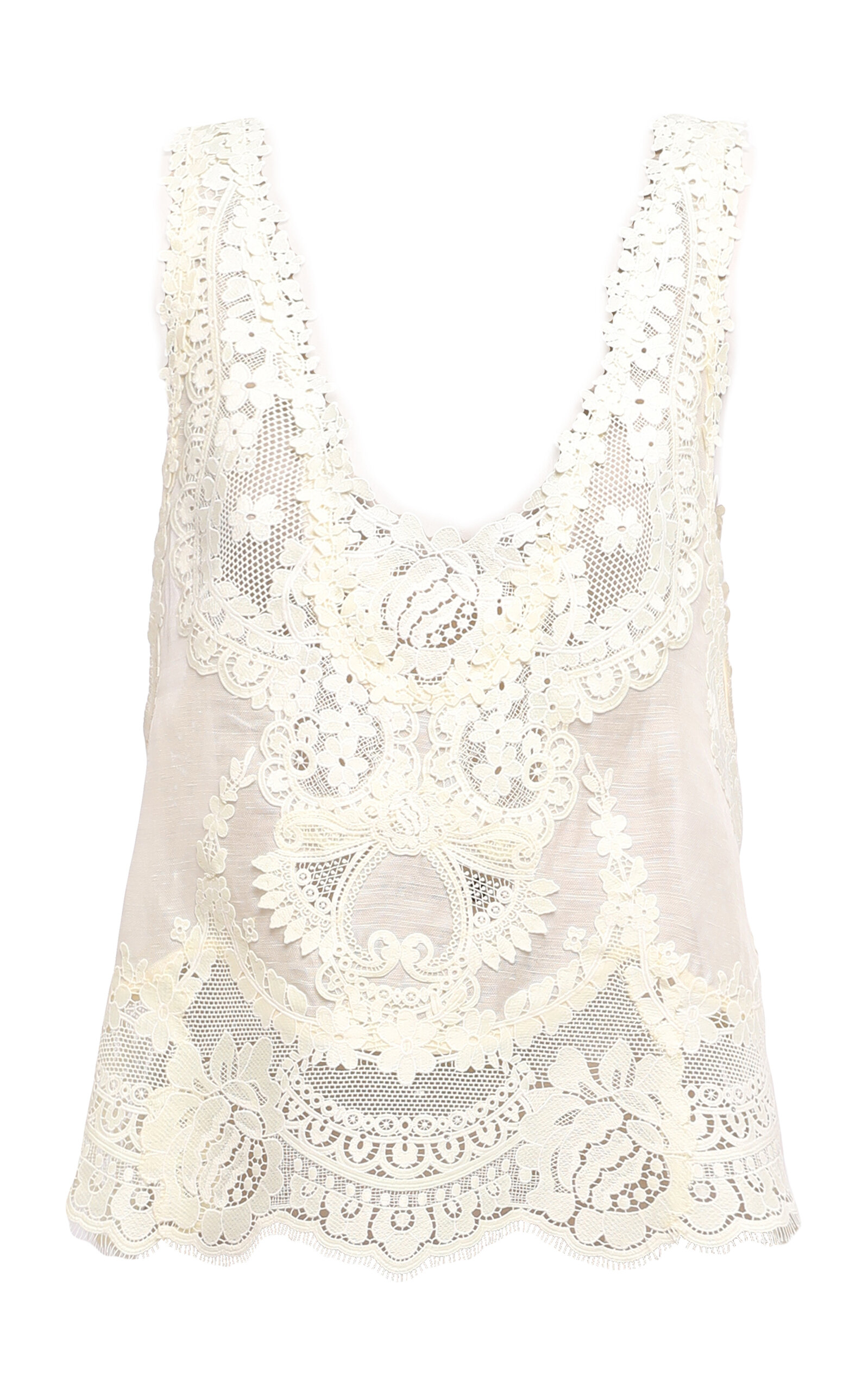 Zimmermann Natura Embroidered Linen-silk Tank Top In Light Pink