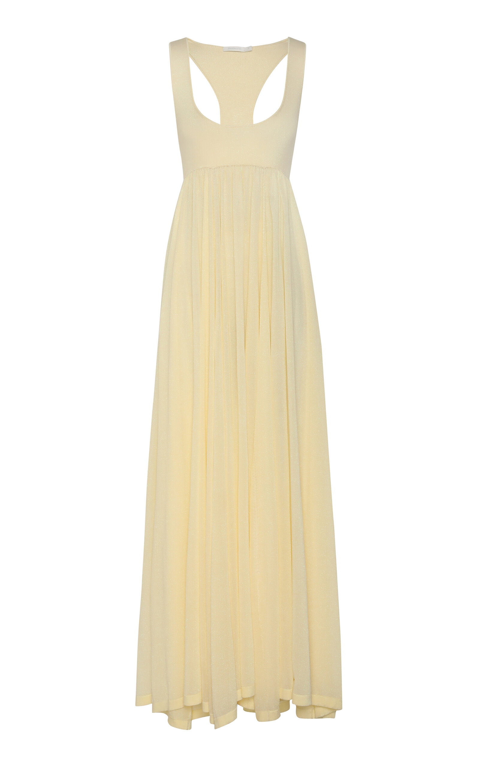 Shop Zimmermann Harmony Pleated Sleeveless Maxi Dress In Yellow
