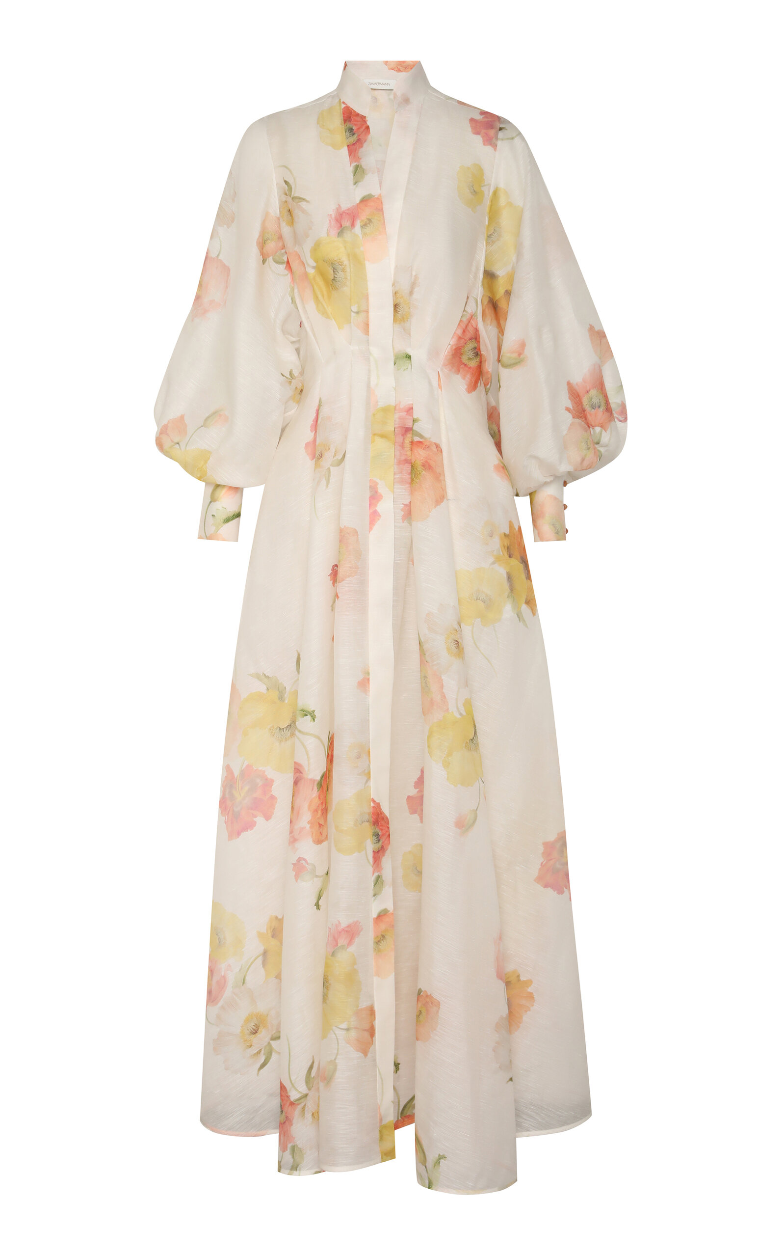 Zimmermann Tranquility Linen-silk Shacket Maxi Dress In Multi