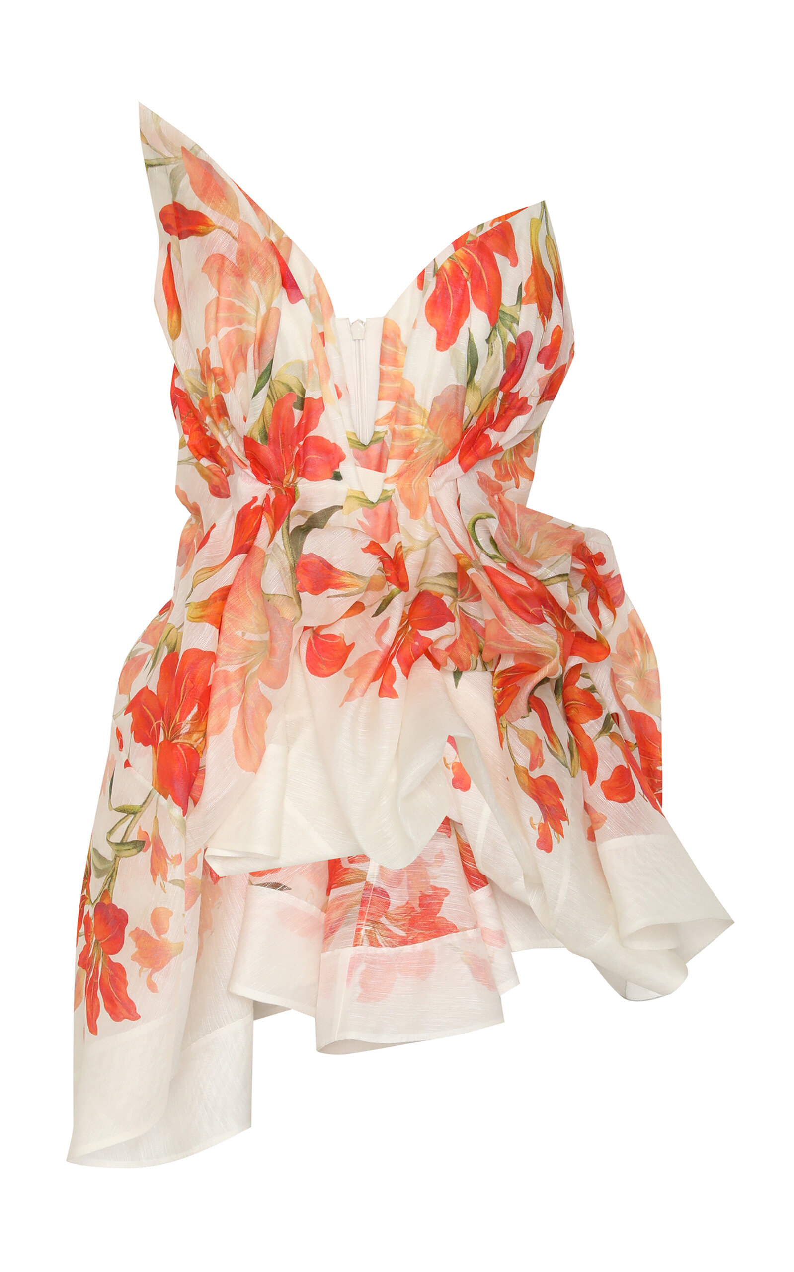 Zimmermann Tranquility Strapless Floral-print Linen And Silk-blend Bustier Top In Multi