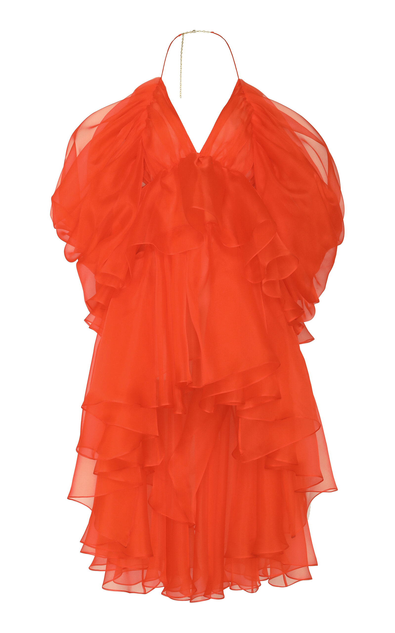Shop Zimmermann Tranquility Ruffled Silk Chiffon Mini Dress In Red