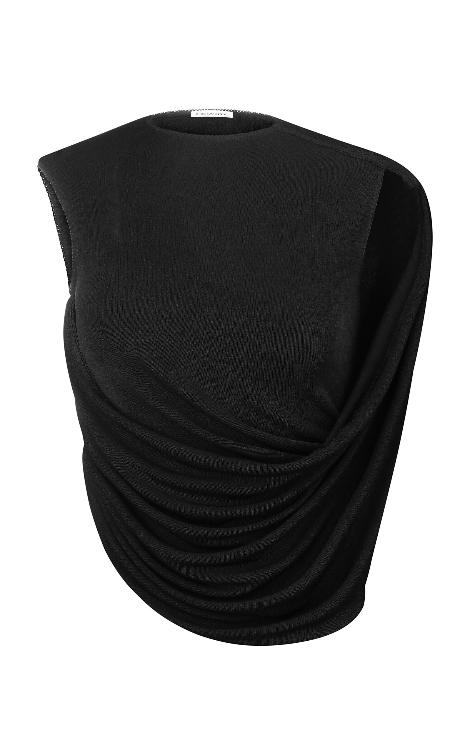 Anna October Florence Draped Sleeveless Top In Black