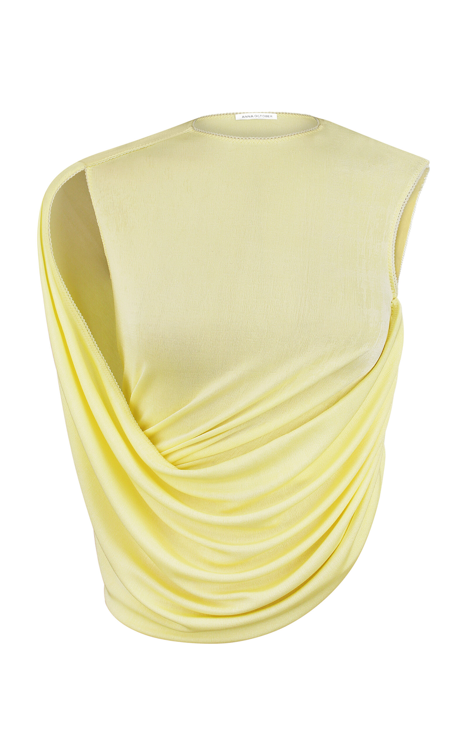 Shop Anna October Florence Draped Jersey Top In Yellow