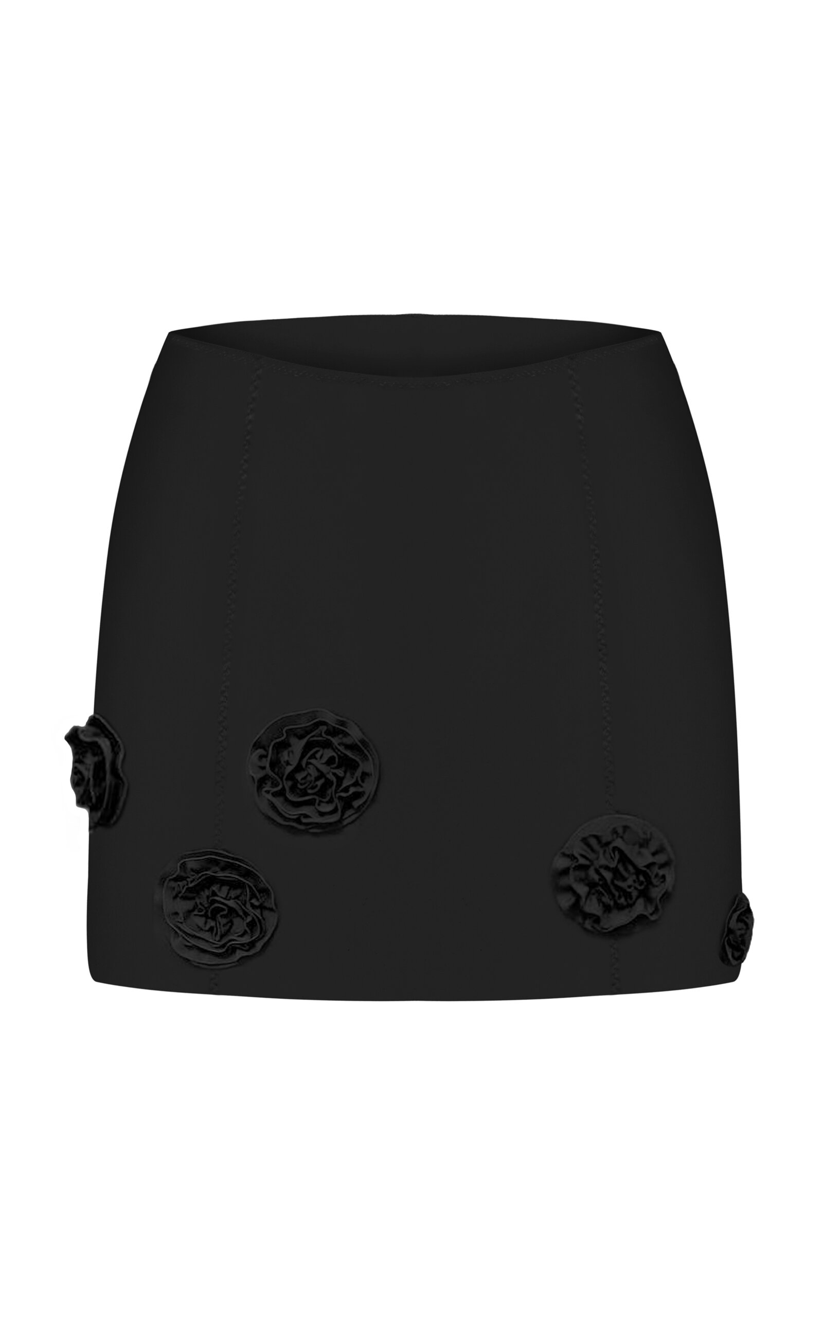 Anna October Rosy Floral-appliquéd Wool-blend Mini Skirt In Black