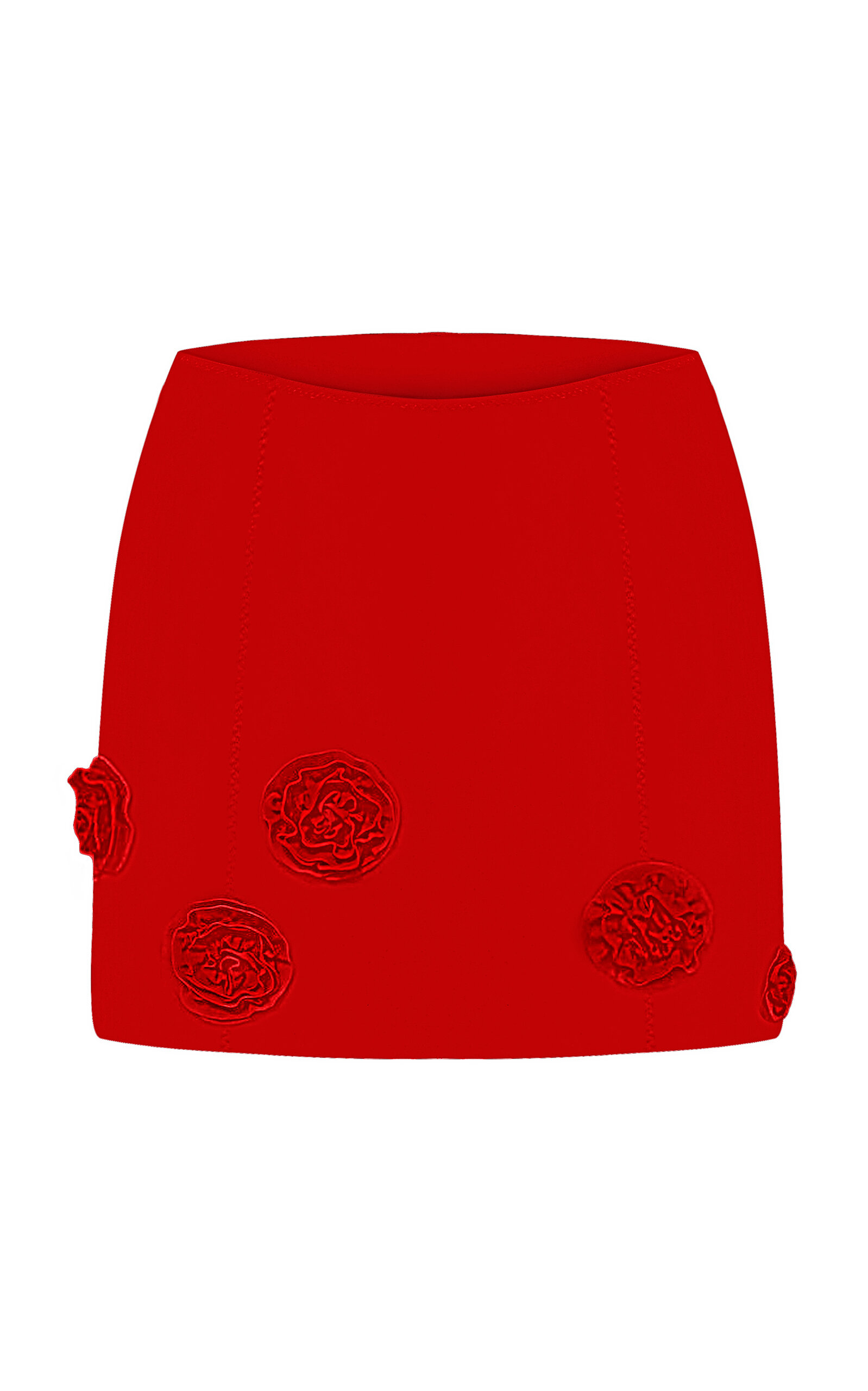 Anna October Rosy Floral-appliquéd Wool-blend Mini Skirt In Red