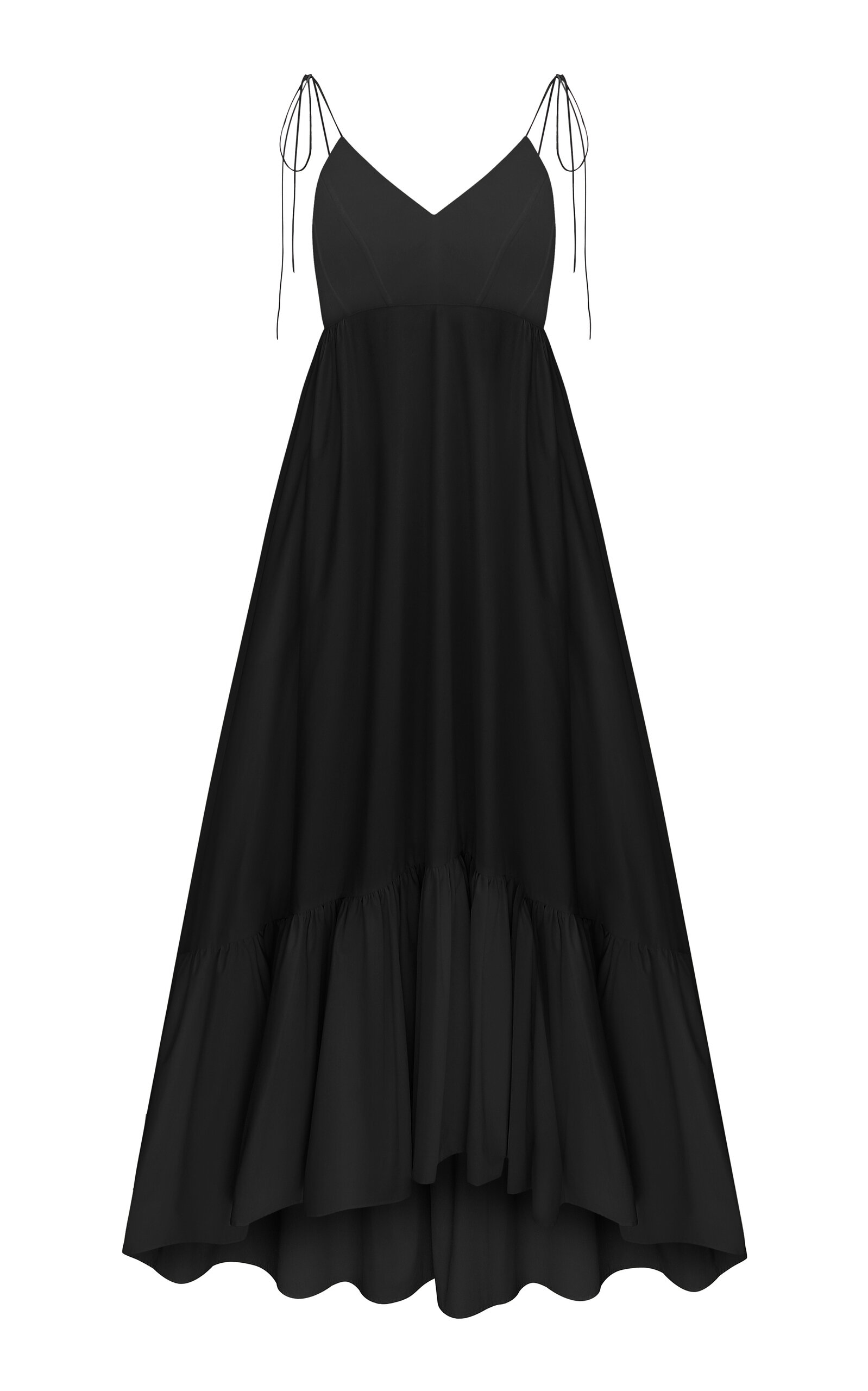 Anna October Snow Queen Tiered Cotton-blend Maxi Dress In Black