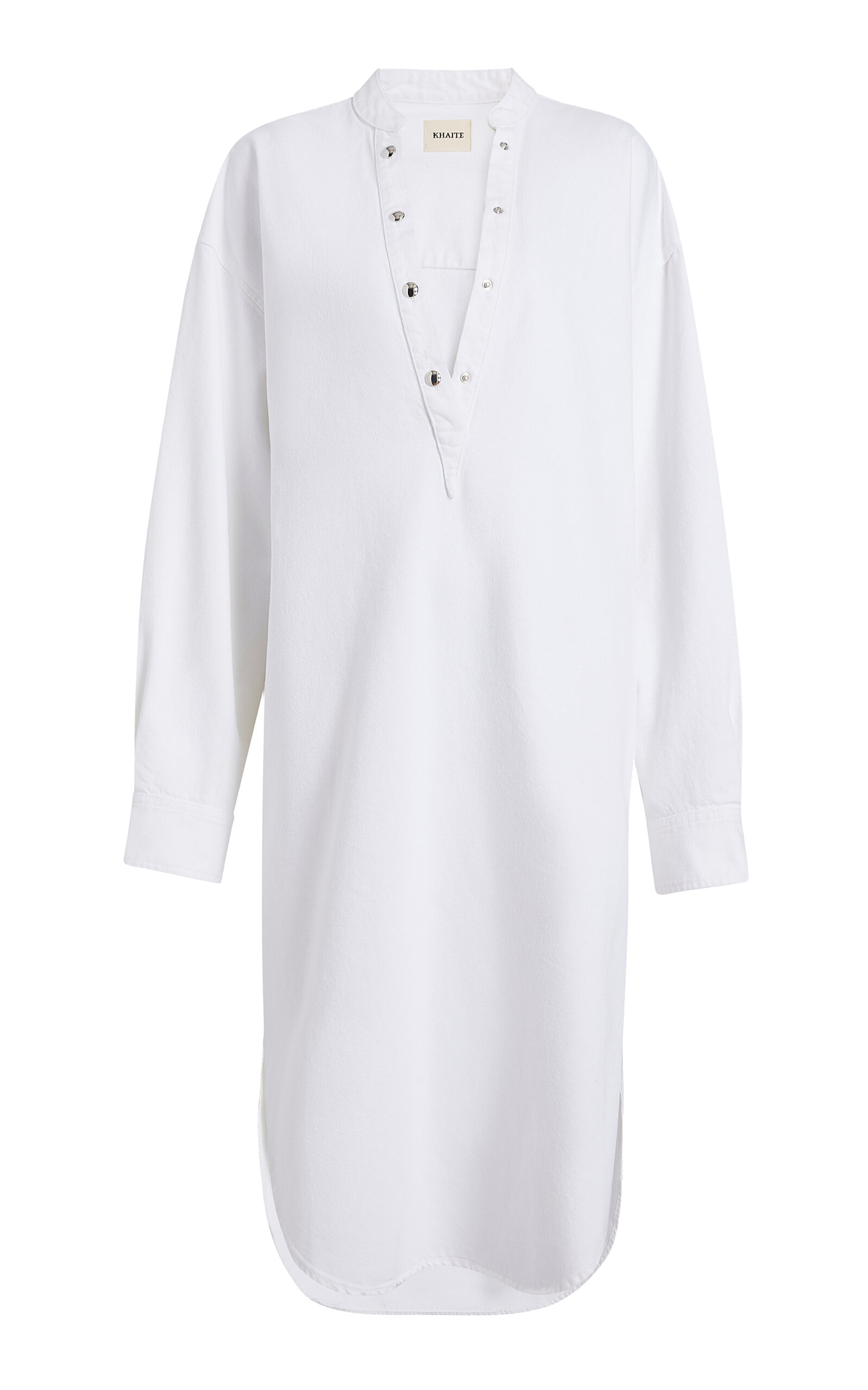 Shop Khaite Seffi Oversized Cotton Tunic Midi Dress In White