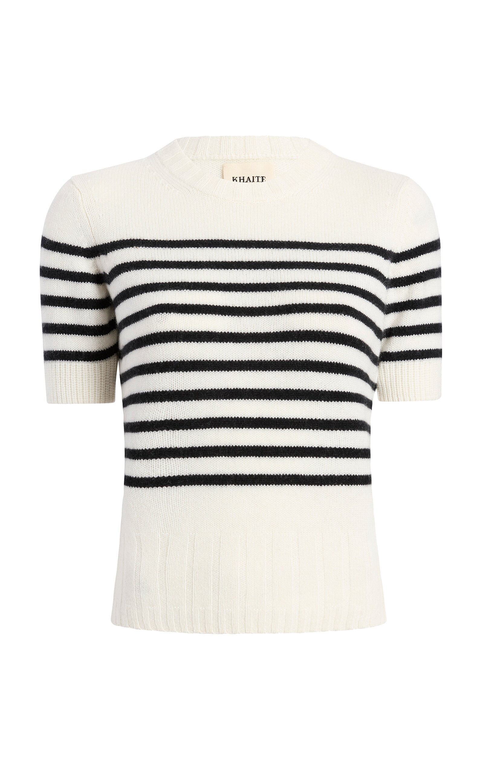 Shop Khaite Luphia Knit Cashmere Top In Black,white