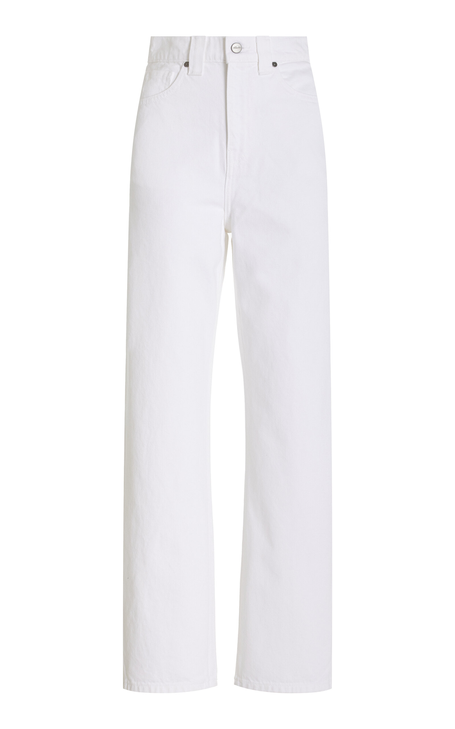 Shop Khaite Shalbi Rigid High-rise Cropped Tapered Jeans In White