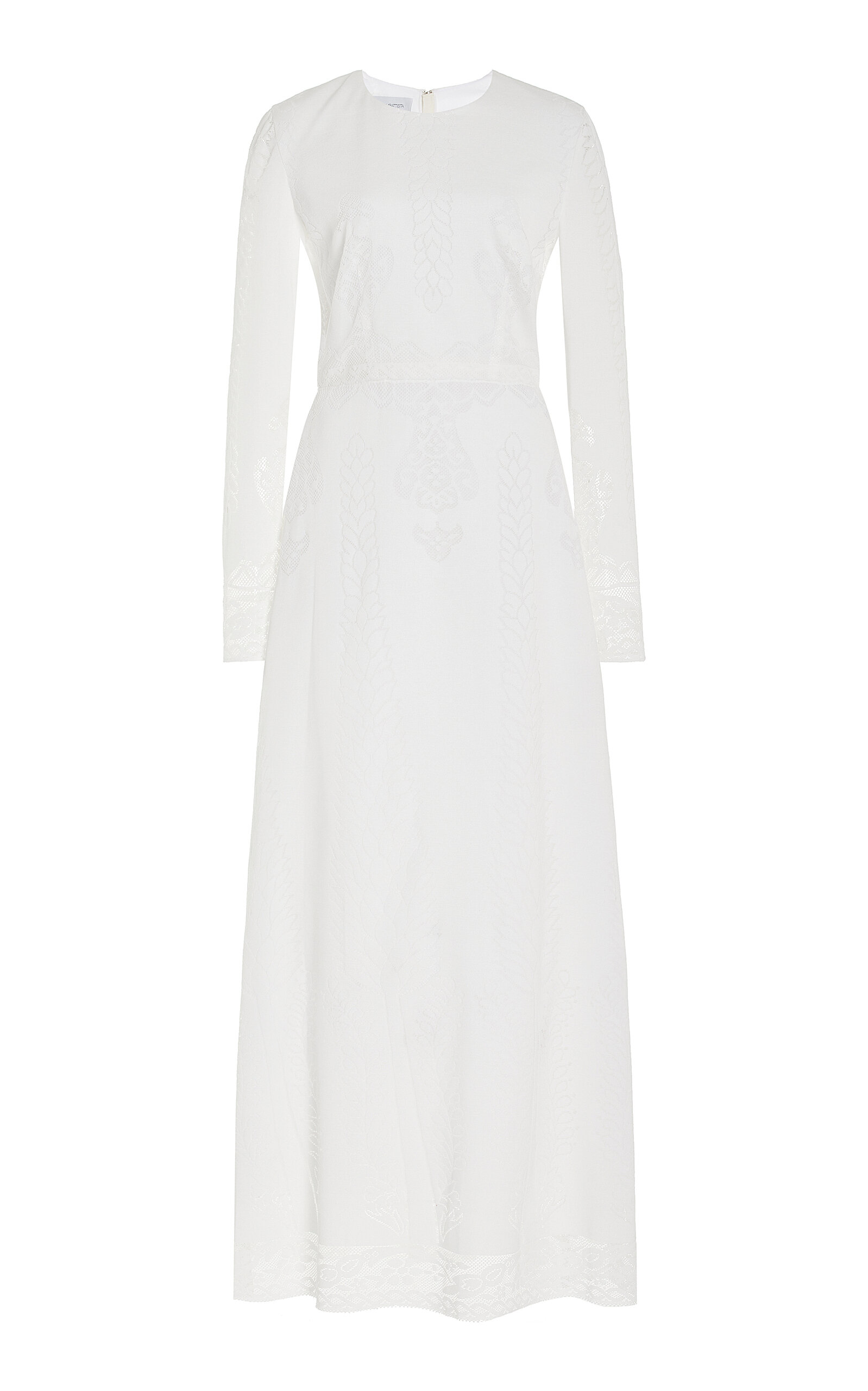 Shop Giambattista Valli Patterned Cotton-blend Knit Maxi Dress In Ivory