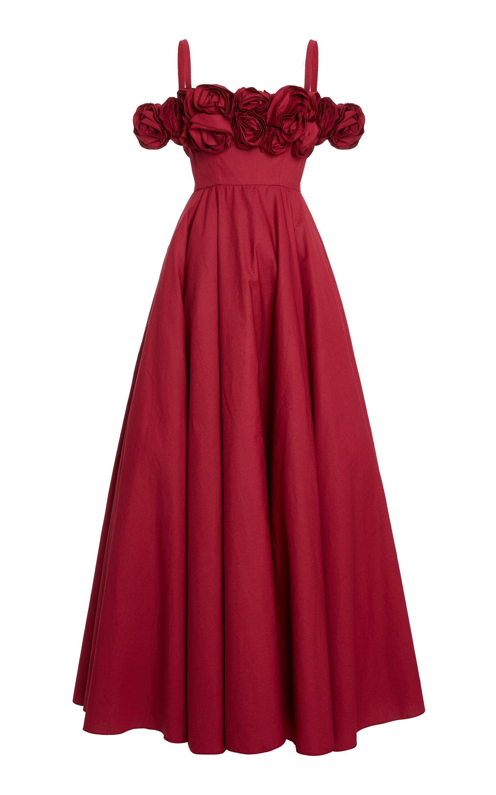 Shop Giambattista Valli Rosette-detailed Cotton Poplin Gown In Berry