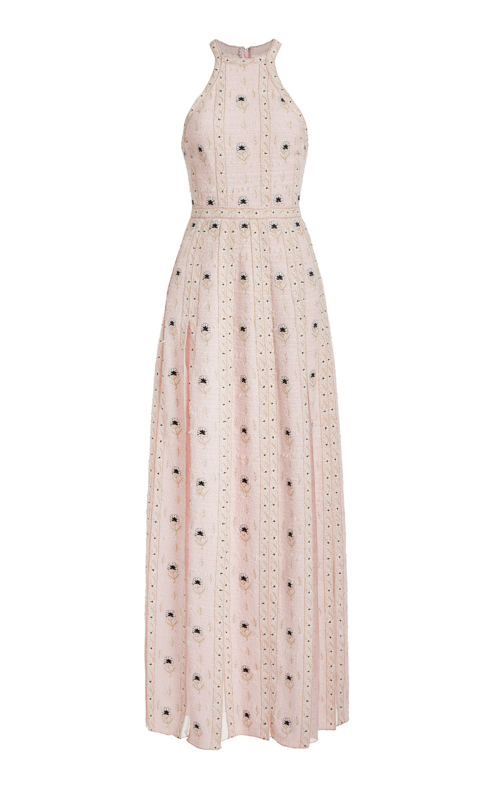 Giambattista Valli Embroidered Bouclé Maxi Dress In Light Pink