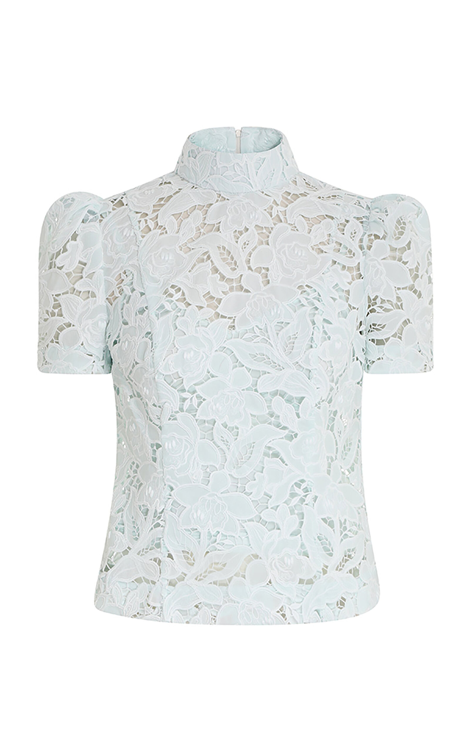 Shop Zimmermann Natura Puff-sleeve Lace Top In Green