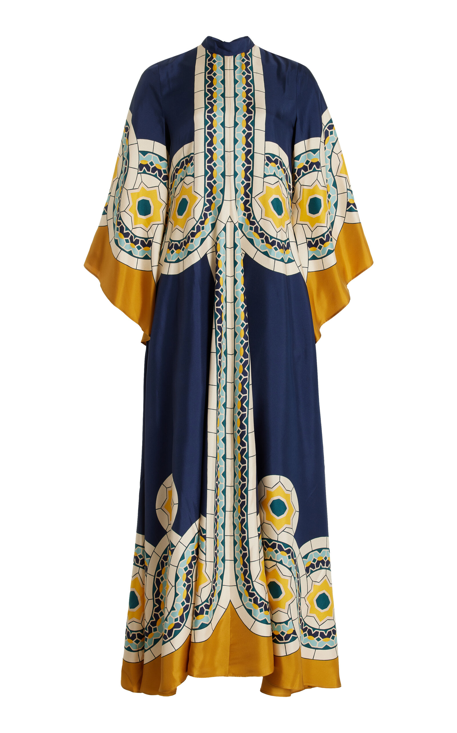 LA DOUBLEJ MAGNIFICO PRINTED SILK TWILL MAXI DRESS