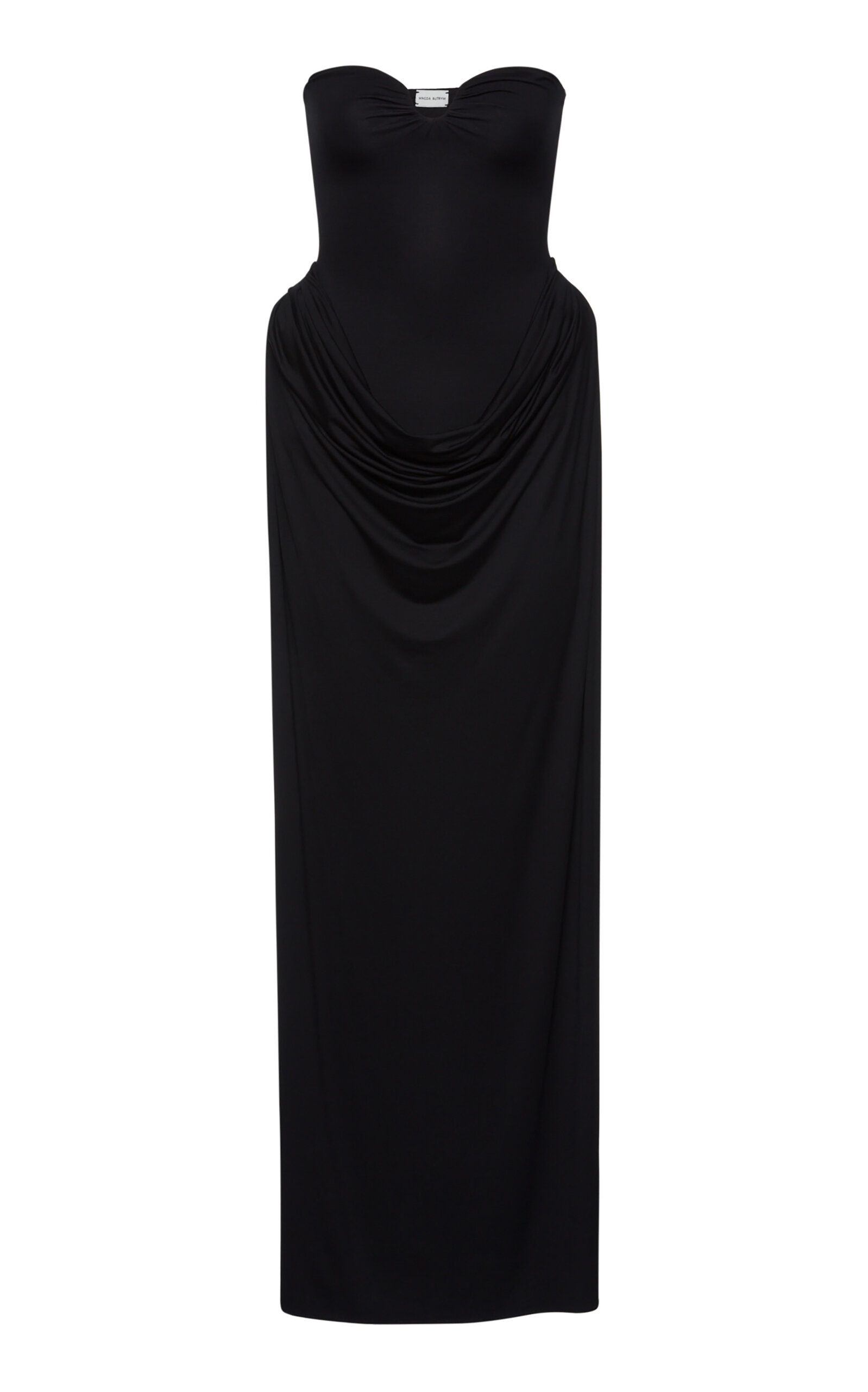 Shop Magda Butrym Strapless Draped Maxi Dress In Black