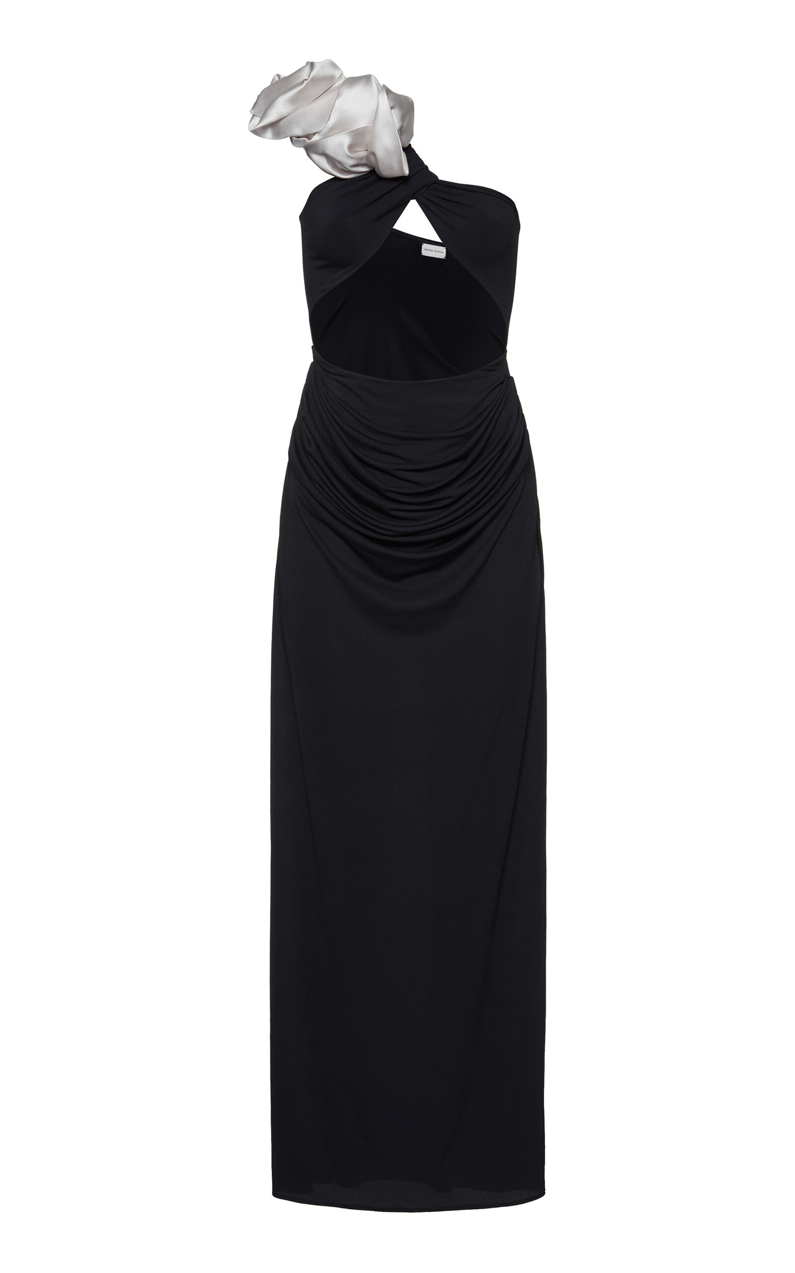 Shop Magda Butrym Ruffled Cutout Silk Maxi Dress In Black