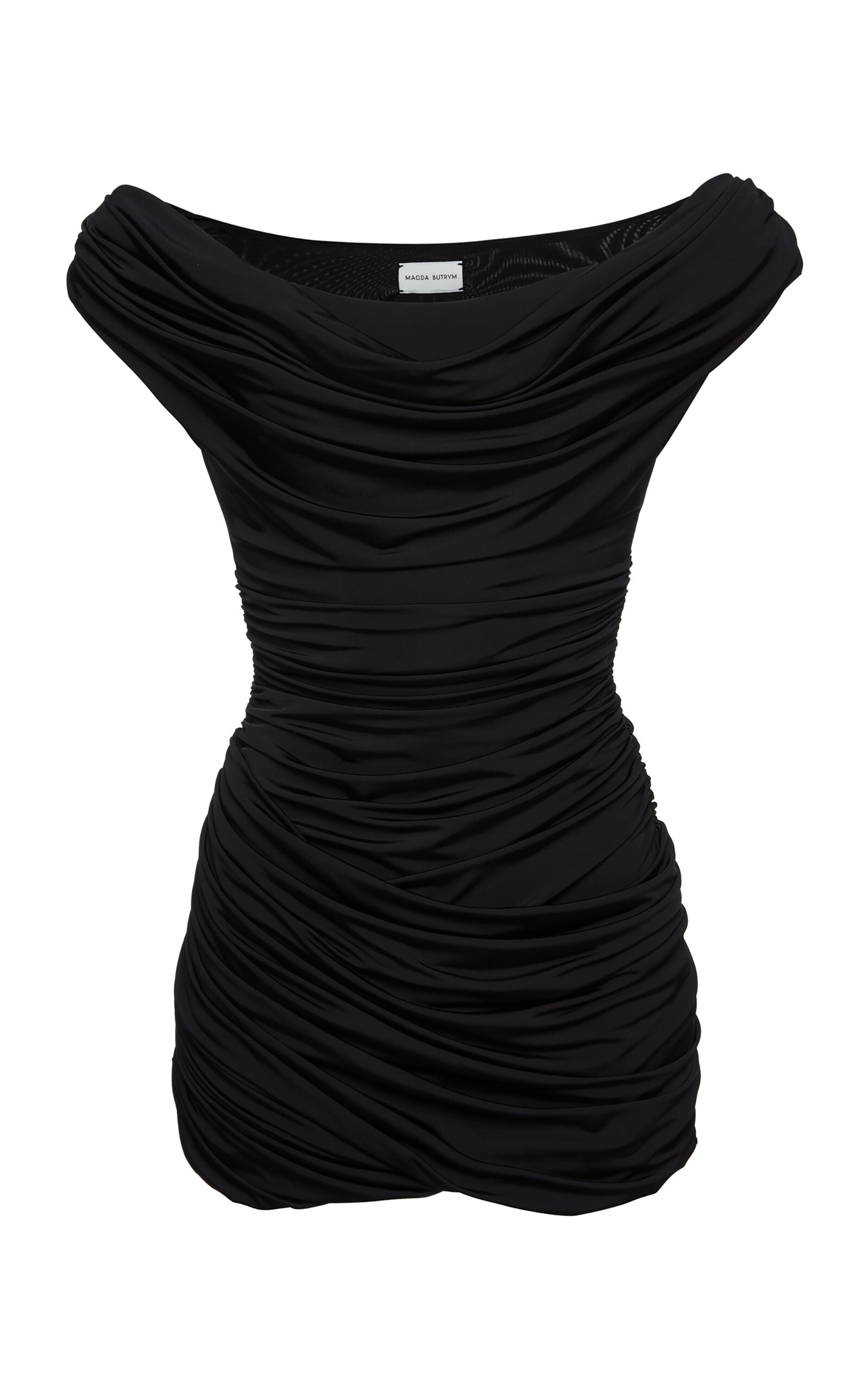 Shop Magda Butrym Draped Mini Dress In Black