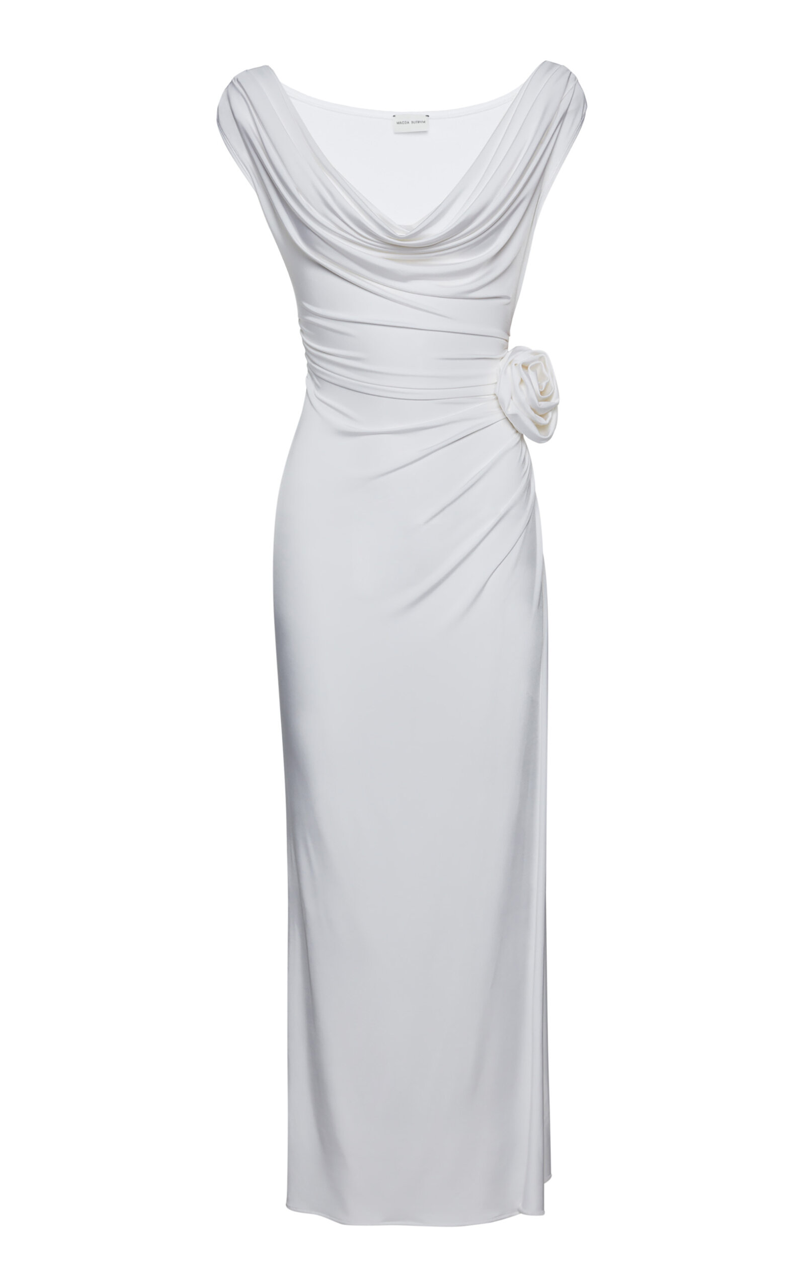Magda Butrym High-cut Draped Maxi Dress In White