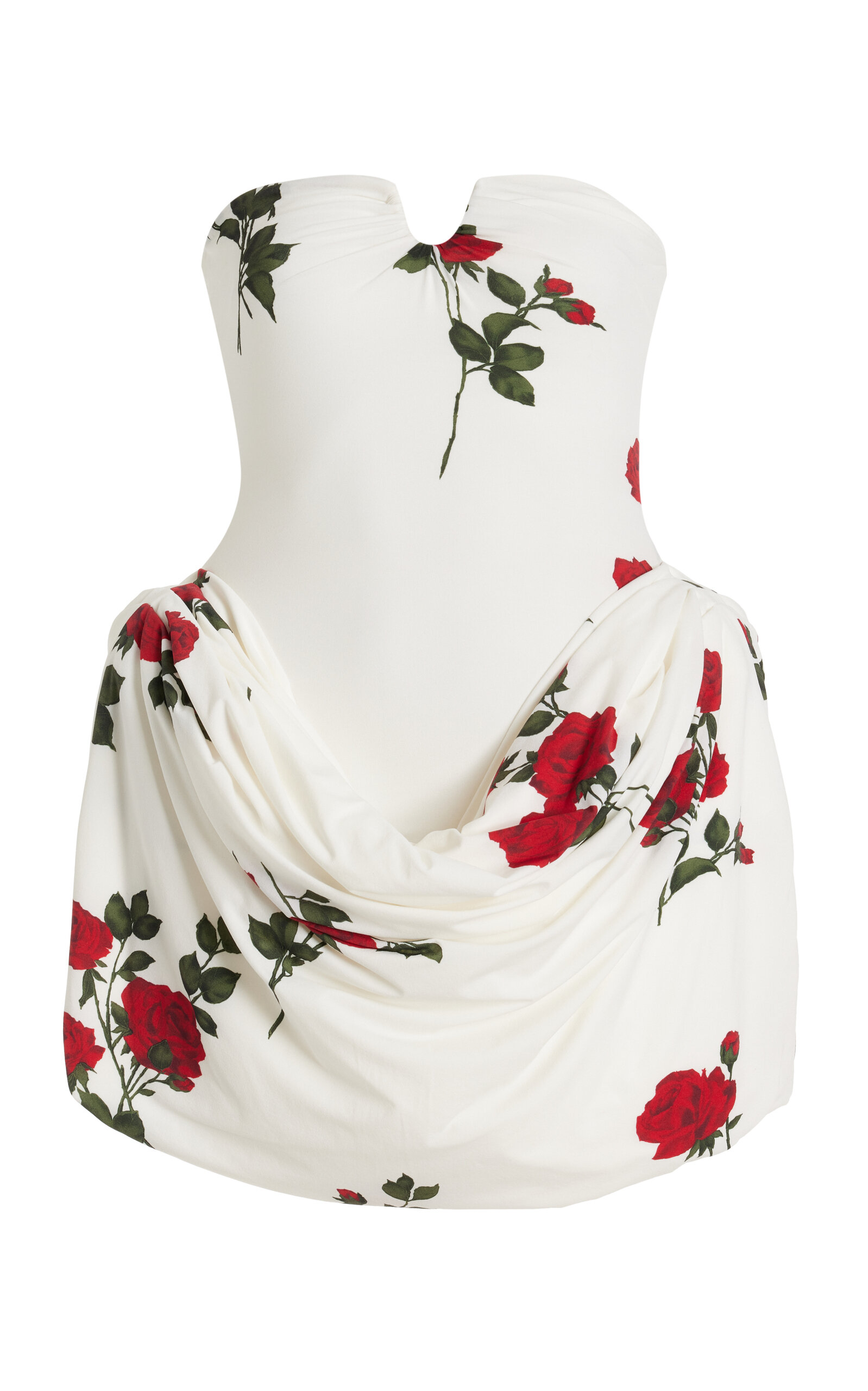 Shop Magda Butrym Draped Strapless Silk Mini Dress In White