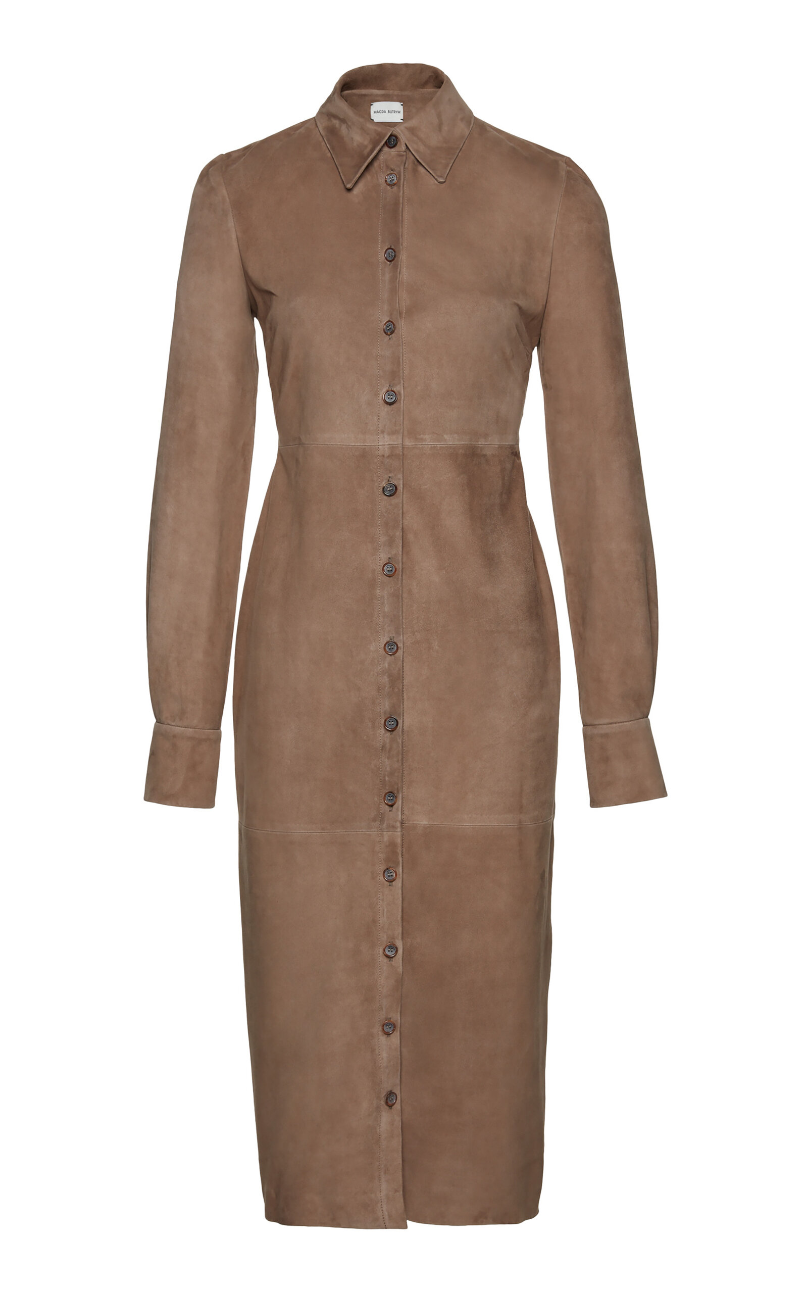 Magda Butrym Button-down Leather Midi Dress In Brown
