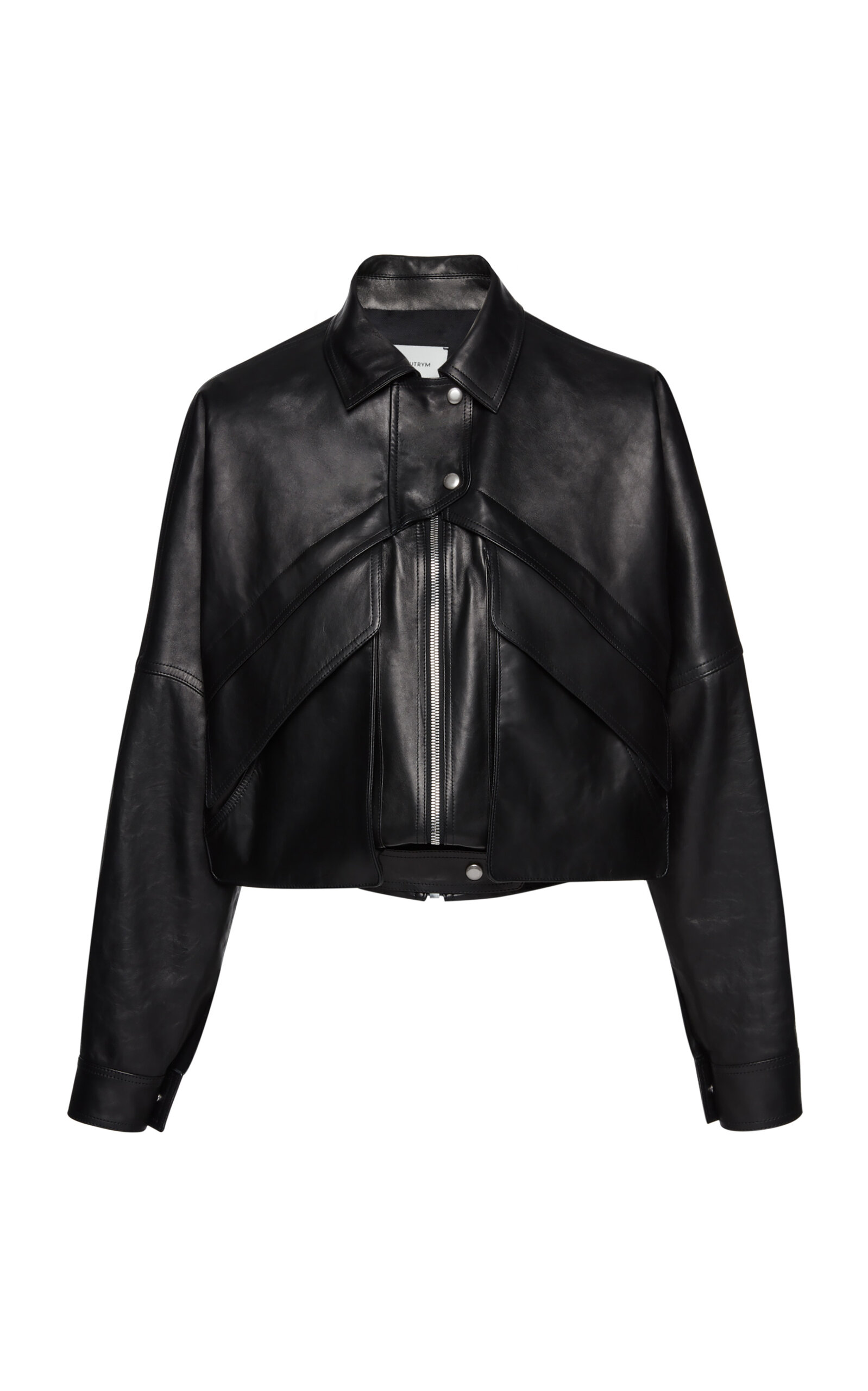 Shop Magda Butrym Leather Bomber Jacket In Black