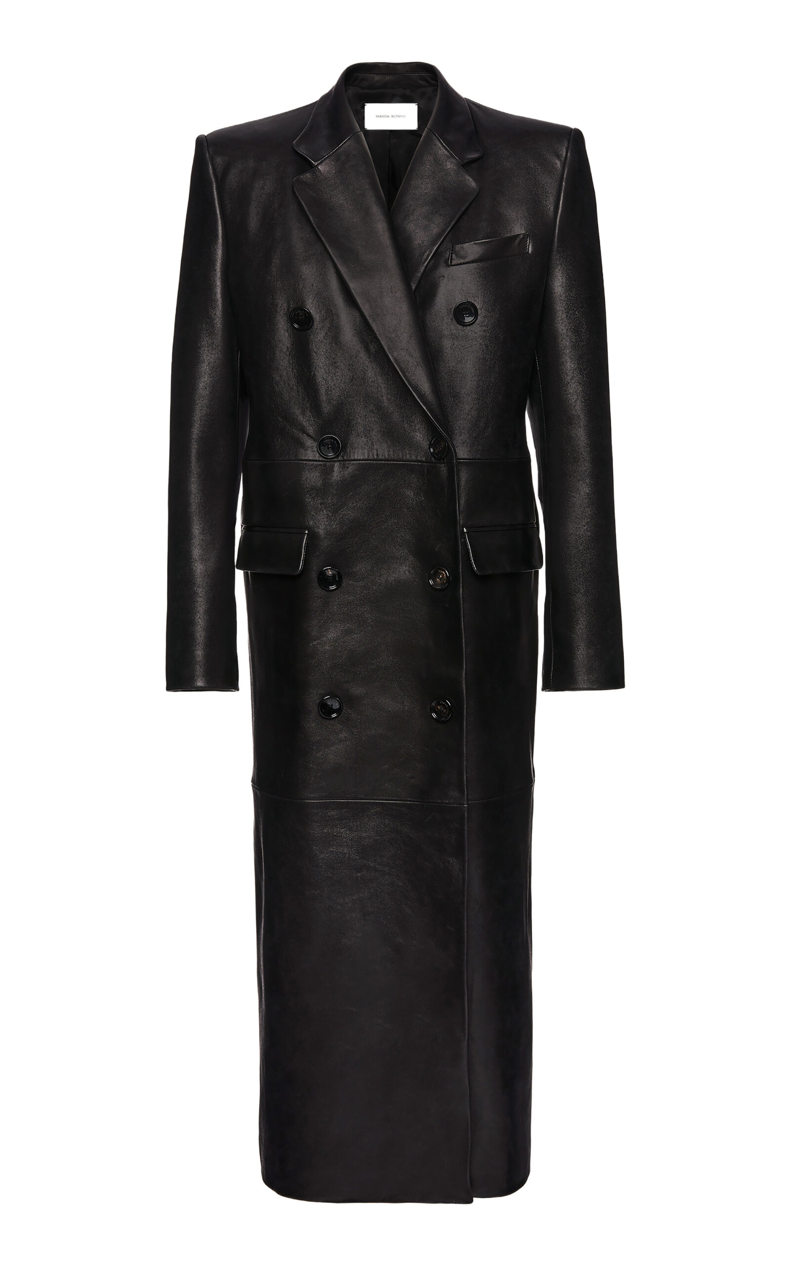 Magda Butrym Double-breasted Leather Coat In Black