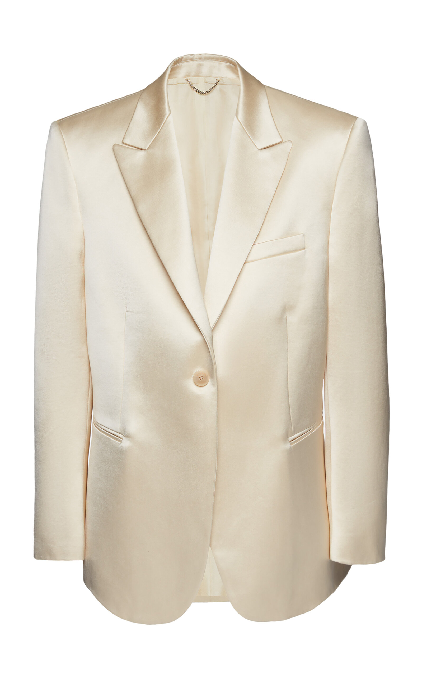 Magda Butrym Silk Satin-trimmed Wool Blazer In Yellow