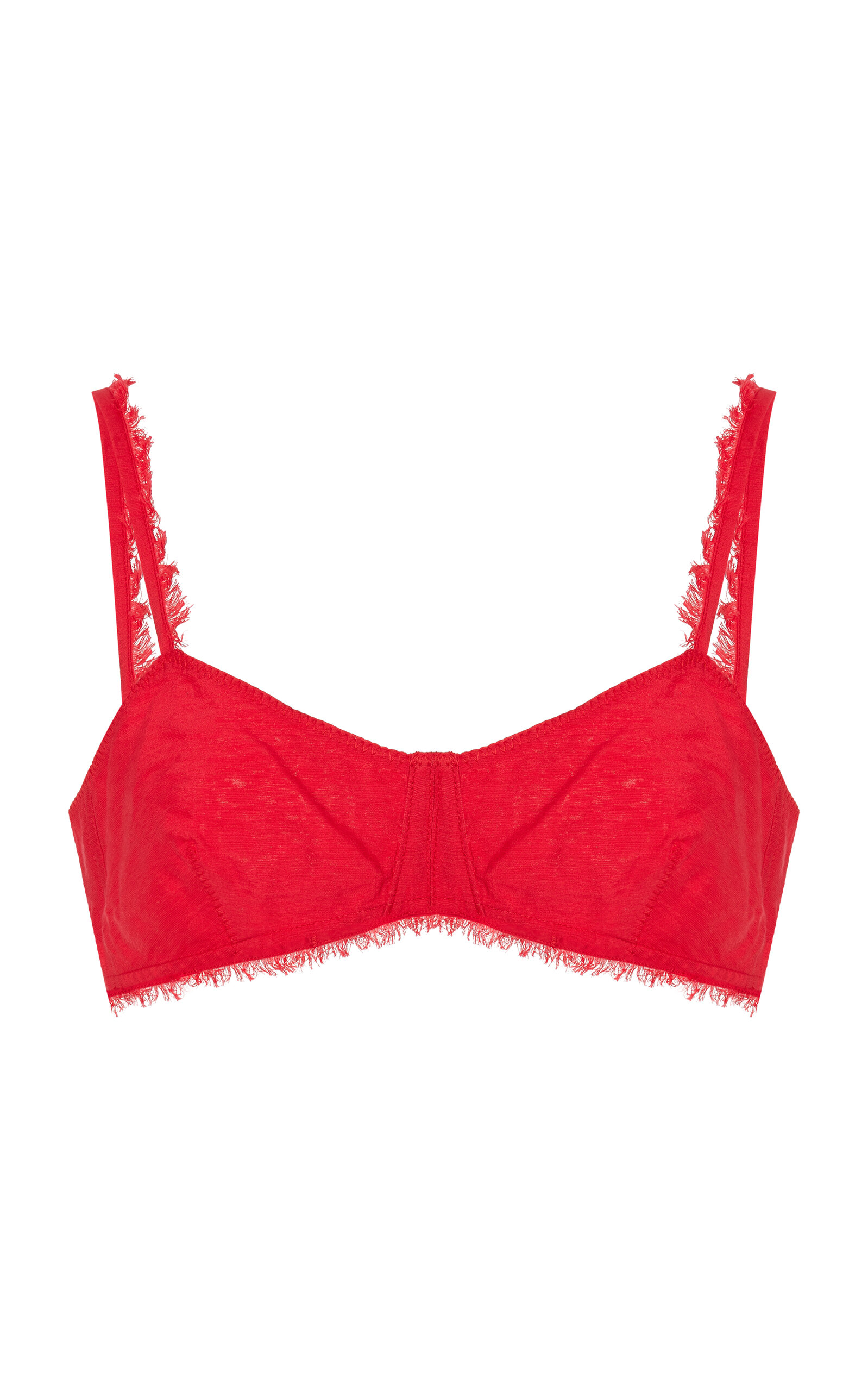 Shop Cult Gaia Eza Fringed Jersey Bralette In Red