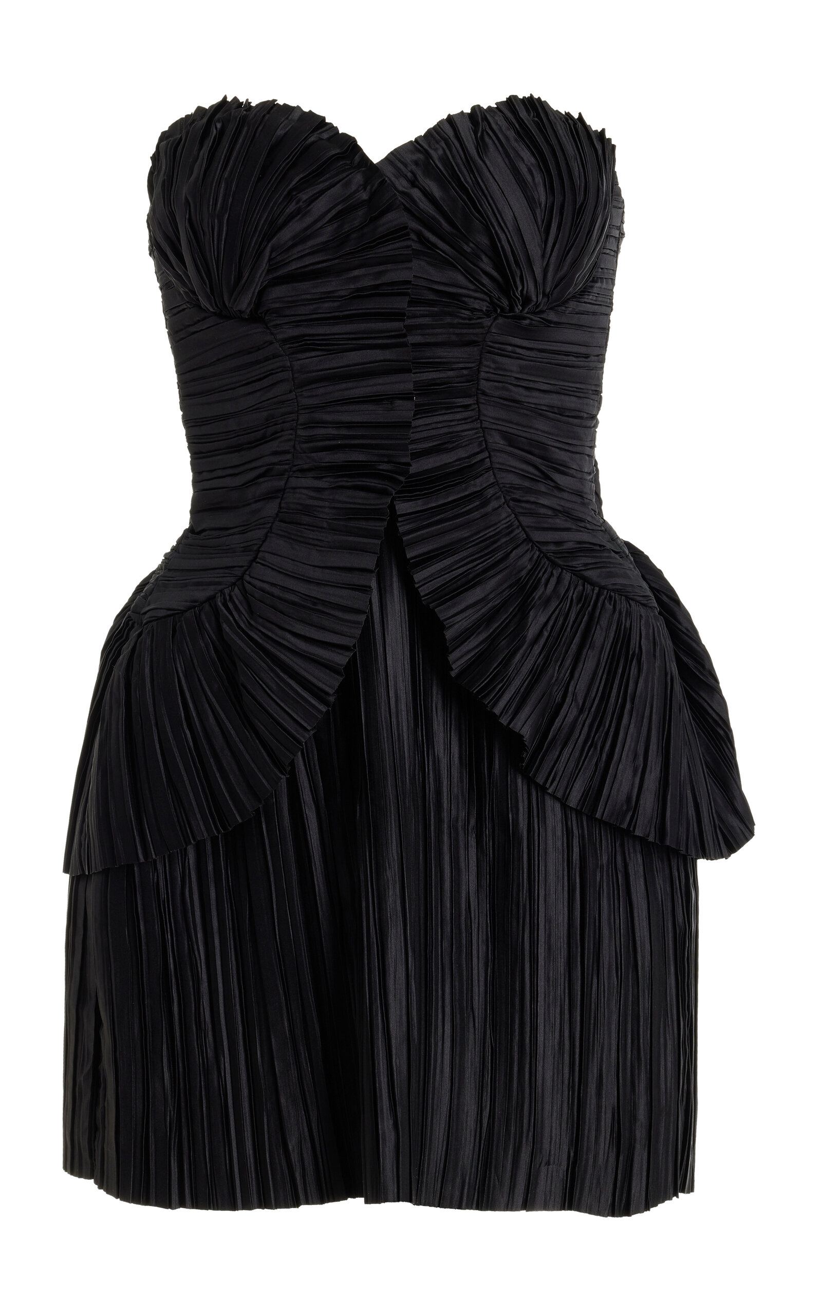 Shop Cult Gaia Charlique Strapless Plisse-satin Mini Dress In Black