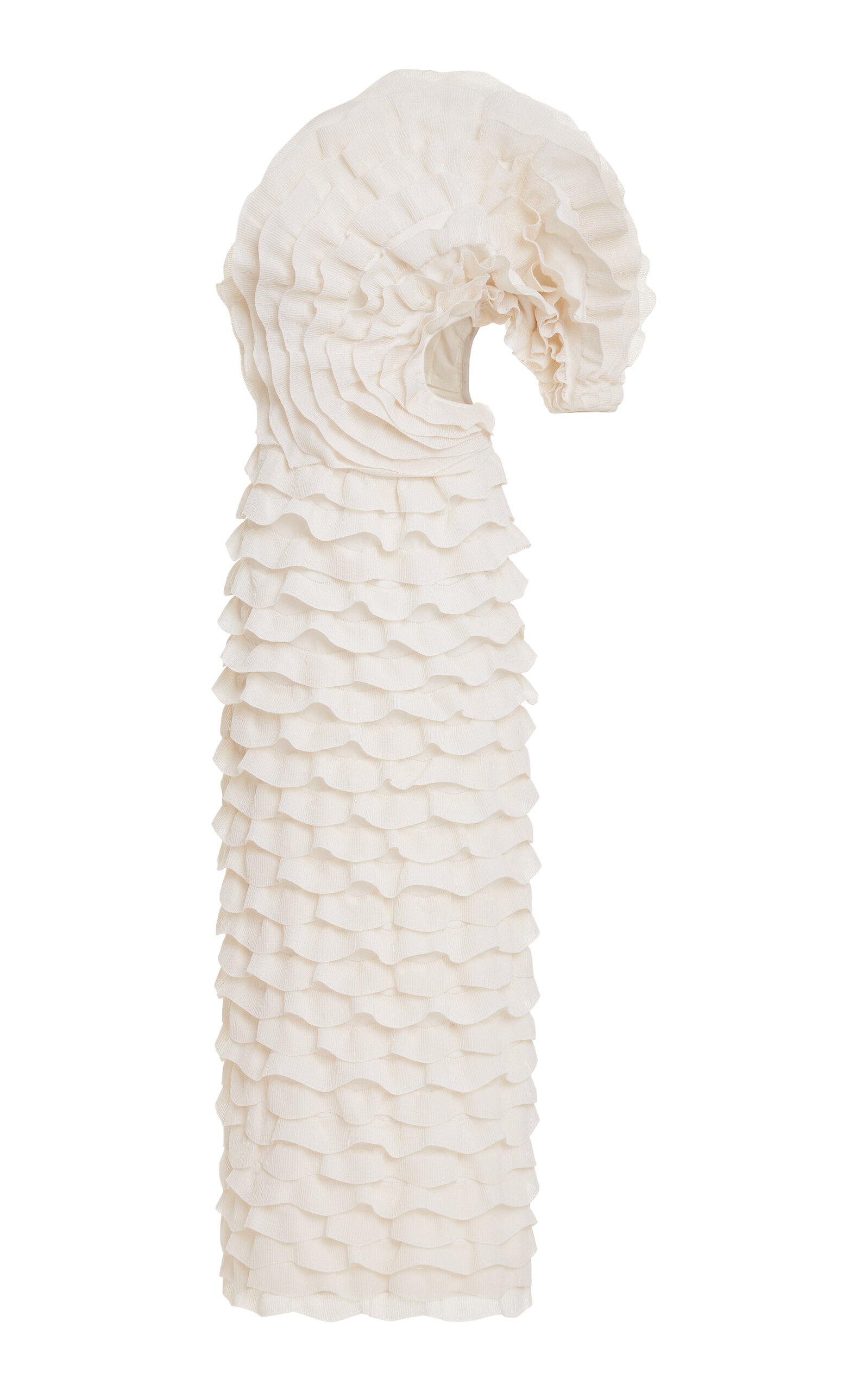 Chloé One-shoulder Cutout Ruffled Silk-blend Gown In White