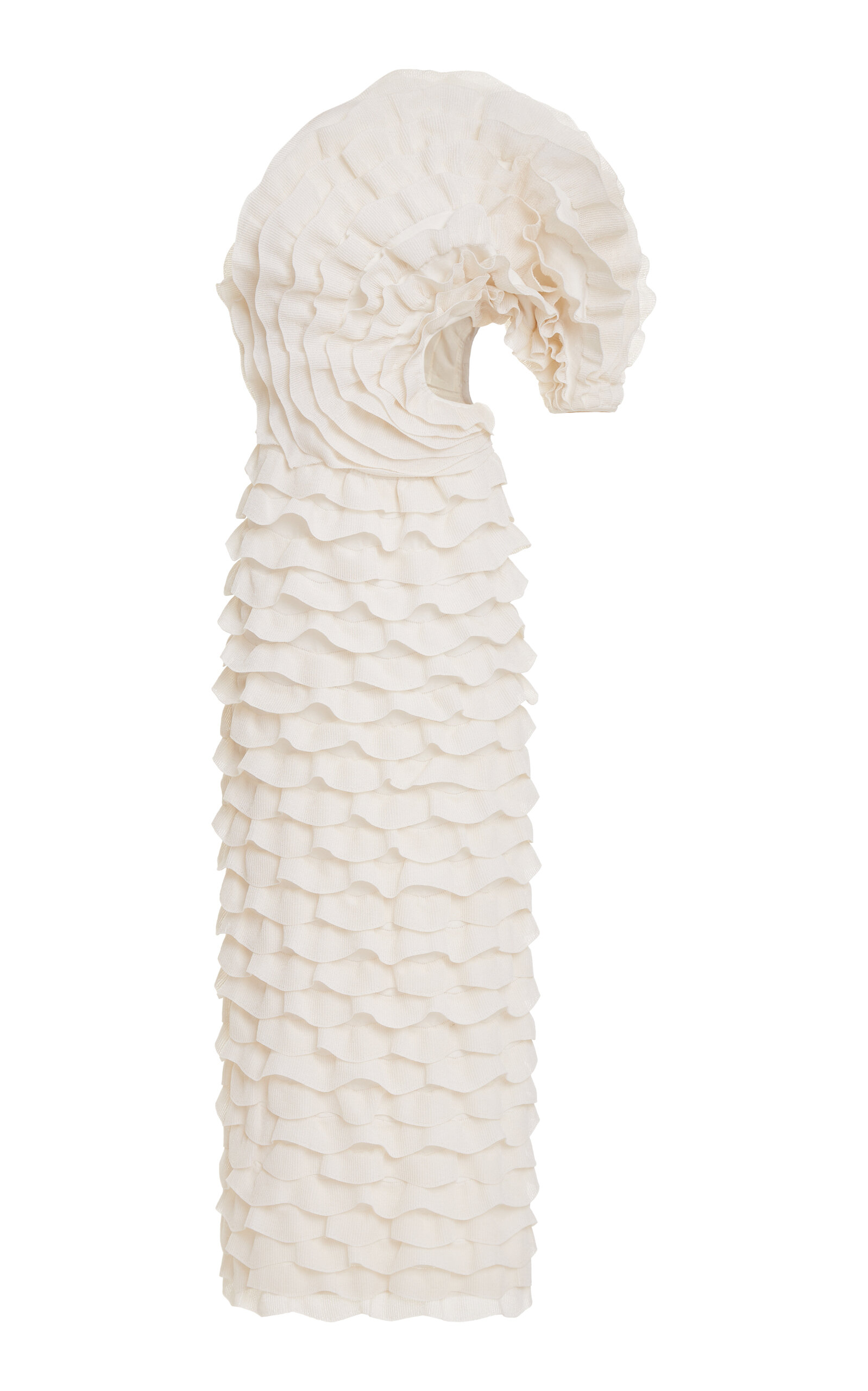 Shop Chloé Ruffled Silk Midi Dress In White
