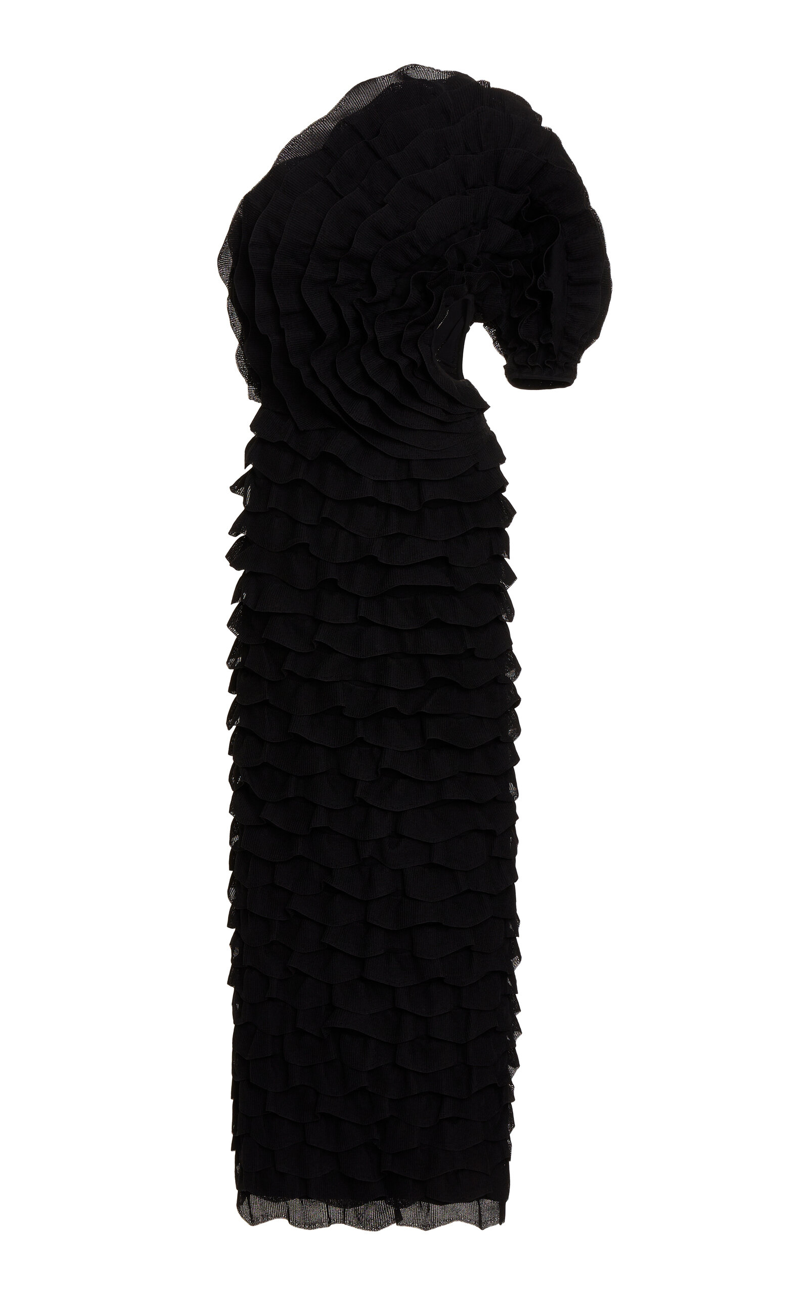 Chloé One-shoulder Silk Midi Dress In Black