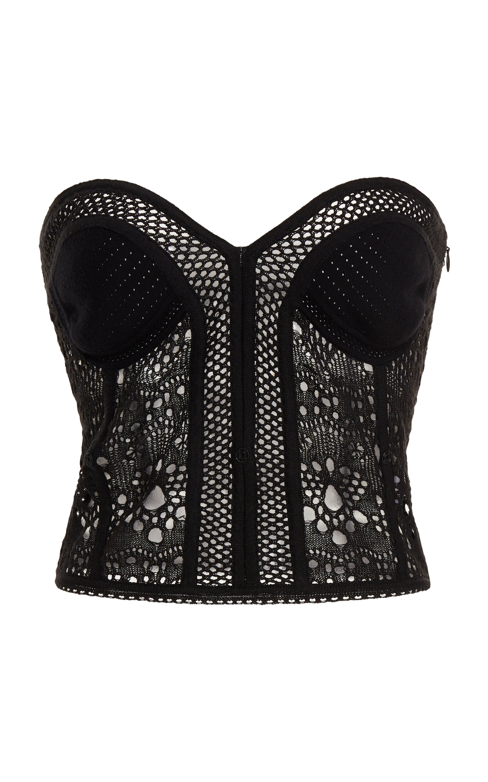 Shop Chloé Knit Linen-blend Bustier Top In Black
